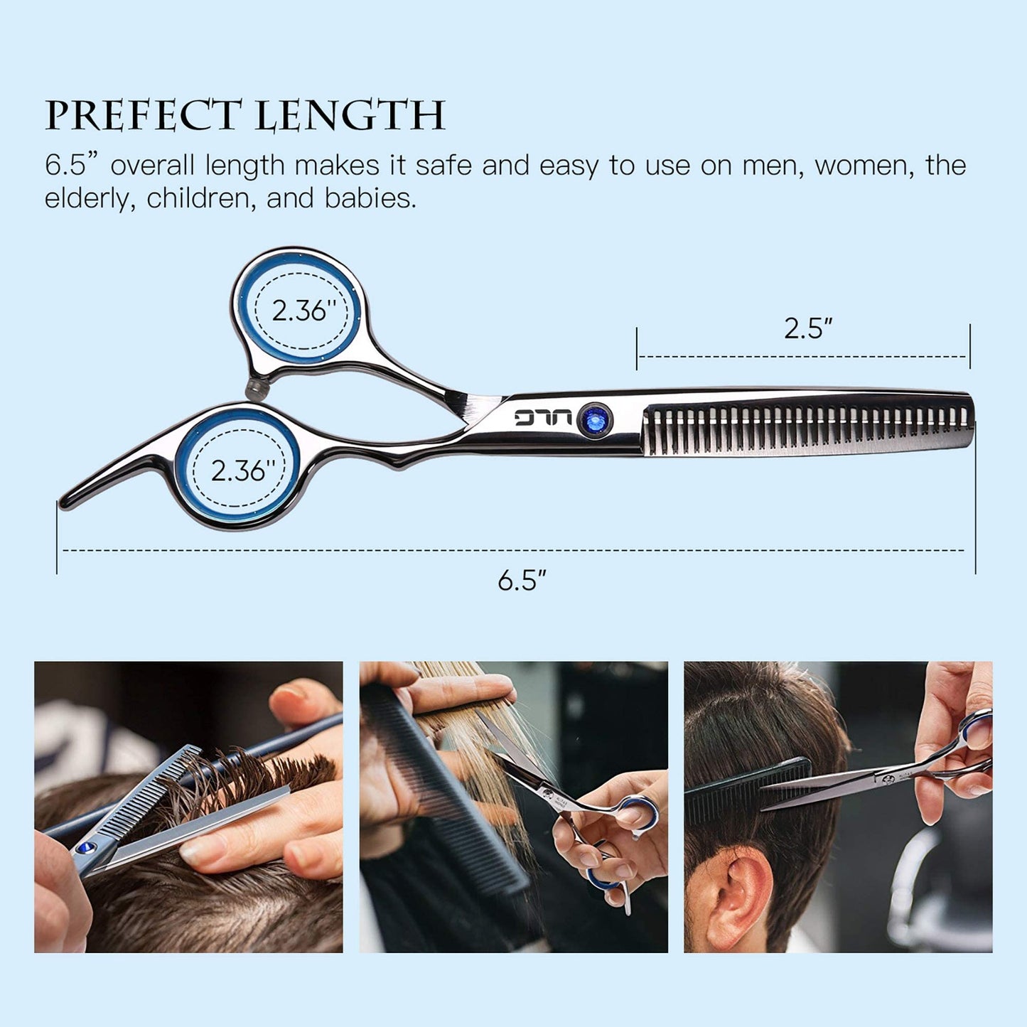 Lavender Hair Cutting Scissors Thinning Shears Kit ULG Professional Barber Hairdressing Texturizing Salon Razor Edge Scissor Japanese Stainless Steel 6.5 inch