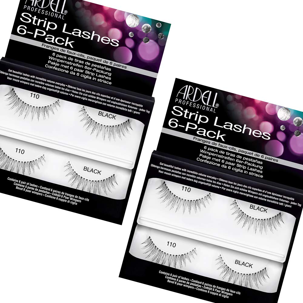White Smoke Ardell False Eyelashes Strip Lashes Natural 110 Black, (6 Pairs Per Pack) x 2 Pack