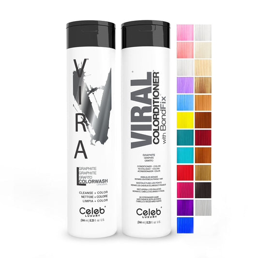 White Smoke Celeb Luxury Viral Pastel Graphite Duo, Color Depositing Colorwash Shampoo & Conditioner with Bondfix Bond Rebuilder, Semi Permanent Hair Colour Glaze, Maintains and Refreshes Metallic Silver Color