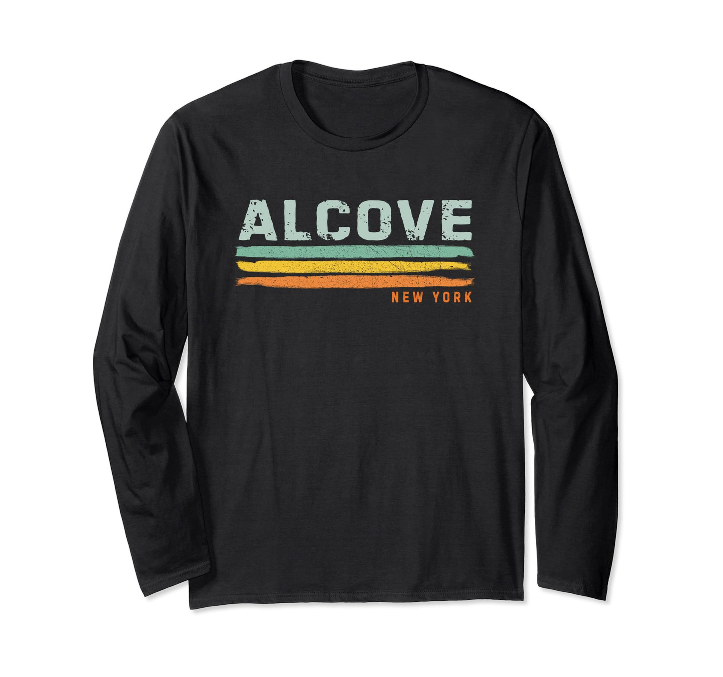 Dark Slate Gray Vintage Stripes Alcove NY Long Sleeve T-Shirt