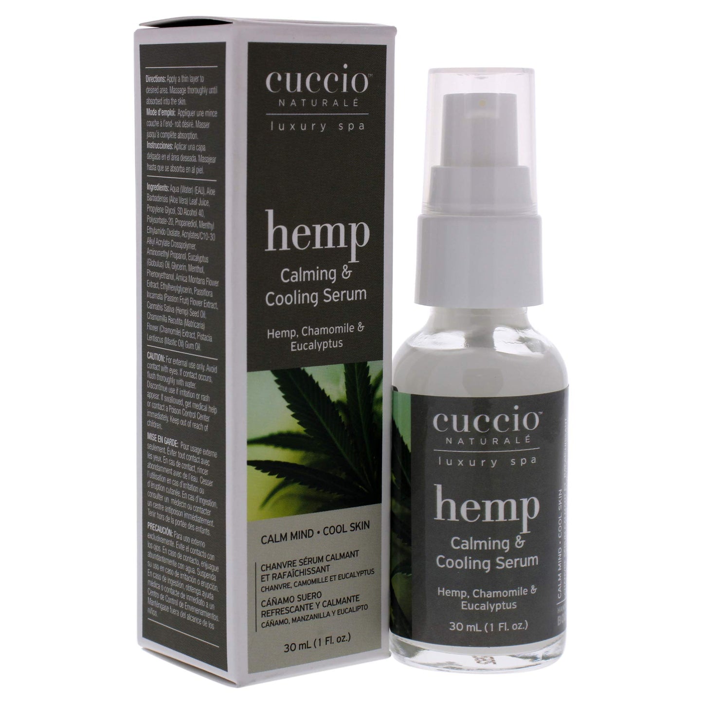 Dark Slate Gray Cuccio Naturale Hemp Calming And Cooling Serum - With Chamomile And Eucalyptus - Use On Pressure Points To Relax The Mind - Relieves Tension And Stress - Fatty Acids To Increase Hydration - 1 Oz