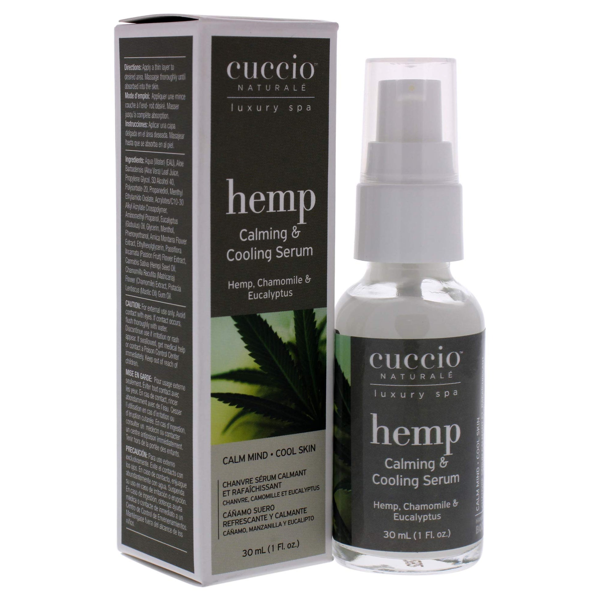 Dark Slate Gray Cuccio Naturale Hemp Calming And Cooling Serum - With Chamomile And Eucalyptus - Use On Pressure Points To Relax The Mind - Relieves Tension And Stress - Fatty Acids To Increase Hydration - 1 Oz
