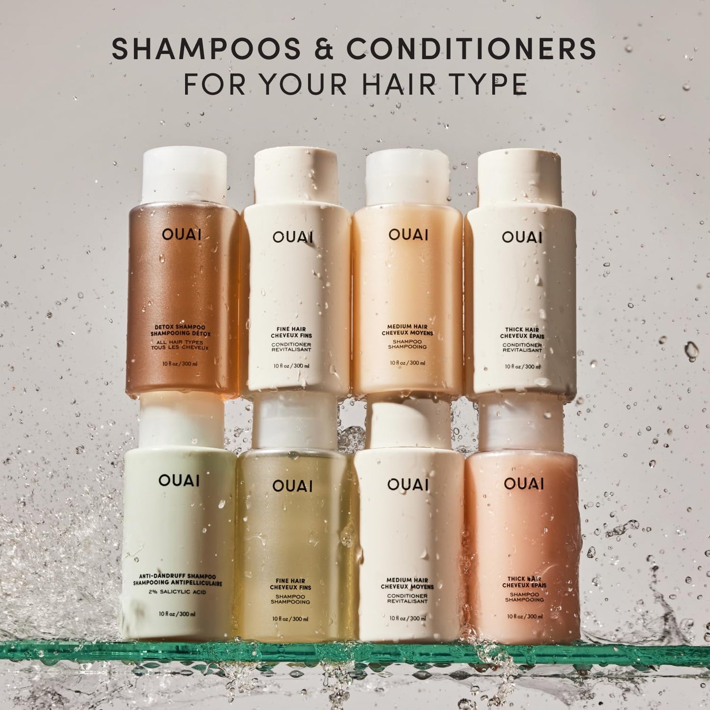 Gray OUAI Fine Hair Conditioner - Volumizing Conditioner for Fine Hair Made with Keratin, Biotin and Chia Seed Oil - Adds Softness, Bounce and Volume - Free from Parabens, Sulfates, and Phthalates (10 Oz)