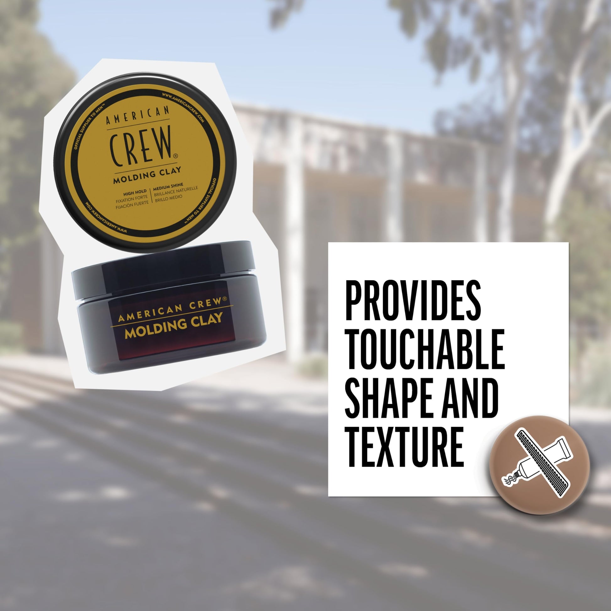 Light Slate Gray American Crew Men's Hair Molding Clay, Like Styling Gel with Strong Hold & Medium Shine, 3 oz
