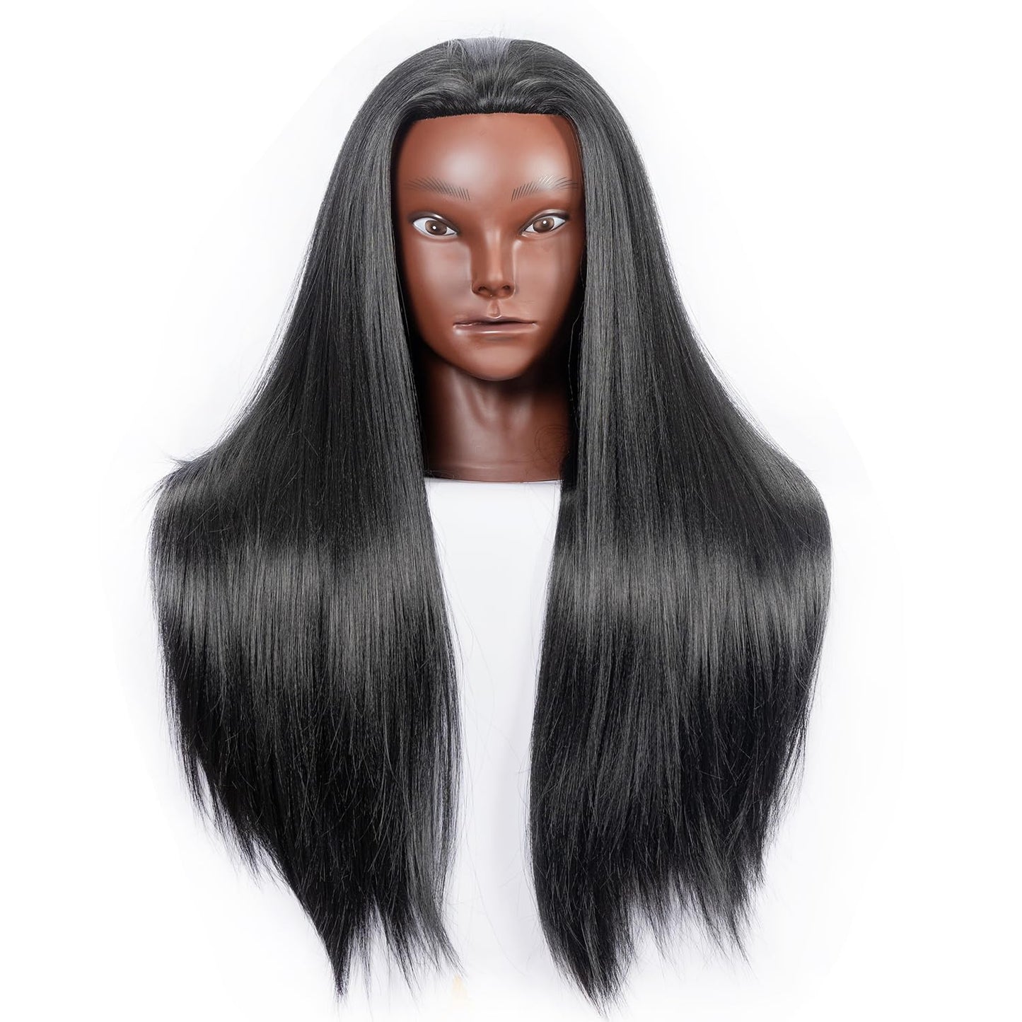 White Smoke LJSMJF Mannequin Head with Hair, Doll Head for Hair Styling Training Head Manikin Practice Cosmetology Doll Head Styling Hairdressing Training Braiding Heads with Clamp Holder (black)
