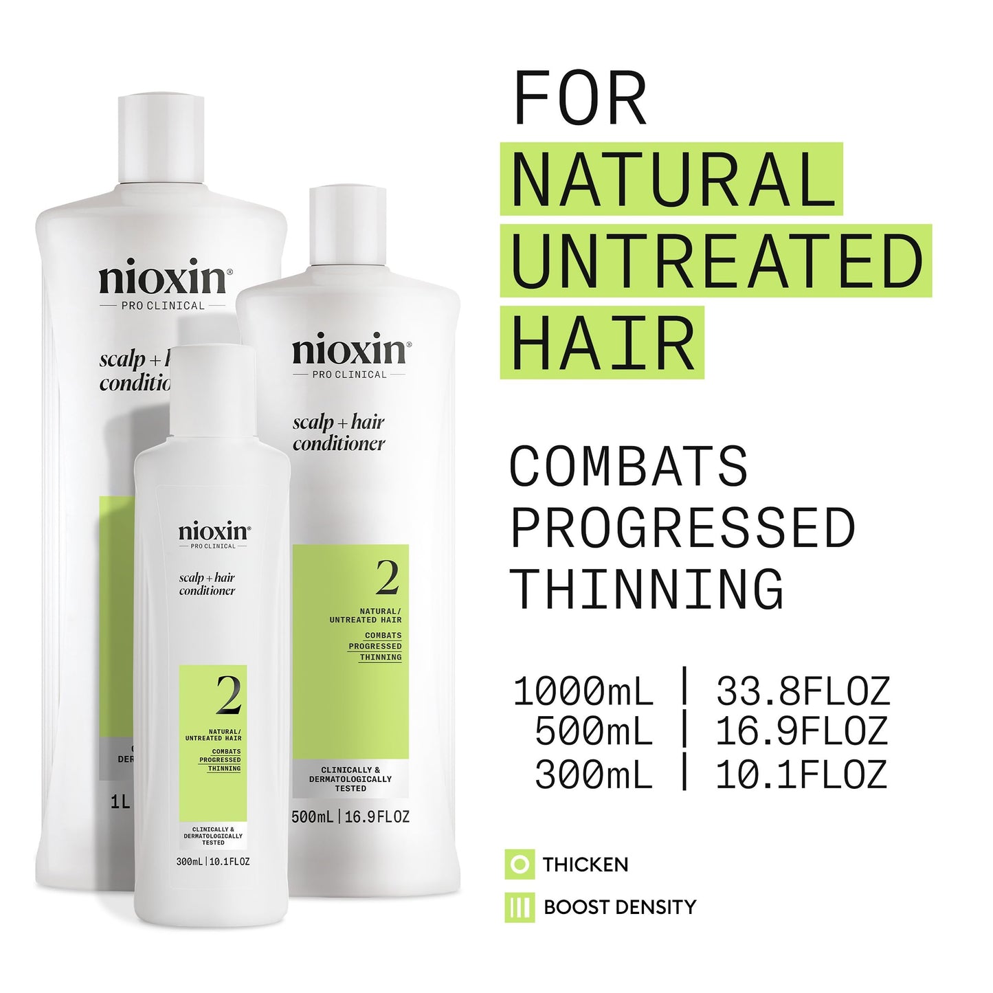 White Smoke Nioxin Scalp + Hair Thickening System 2 Conditioner| For Natural or Untreated Hair with Progressed Thinning| With Niacinamide and Biotin | 33.8 Fl oz.