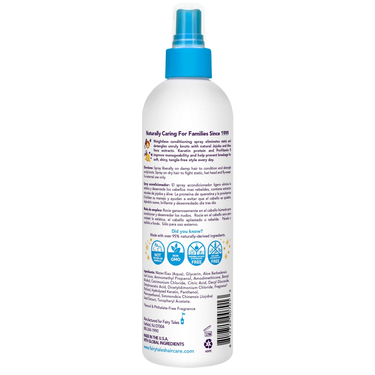 White Smoke Fairy Tales Tangle Tamer Static Free Detangling Spray - Detangler Spray for Kids - Paraben Free, Sulfate Free, Gluten Free, Nut Free - 12 oz