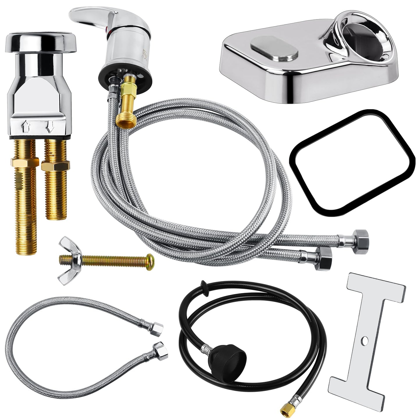 White Smoke Karagas Salon Shampoo Bowl Faucet Vacuum Breaker Kit, Salon Shampoo Bowl Salon Sink Faucet & Vacuum Breaker with Sprayer and Hose for Shampoo Bed,Hair Salon Sink Faucet Sprayer Hose Set