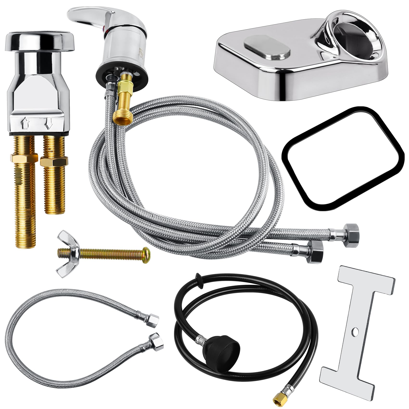 White Smoke Karagas Salon Shampoo Bowl Faucet Vacuum Breaker Kit, Salon Shampoo Bowl Salon Sink Faucet & Vacuum Breaker with Sprayer and Hose for Shampoo Bed,Hair Salon Sink Faucet Sprayer Hose Set