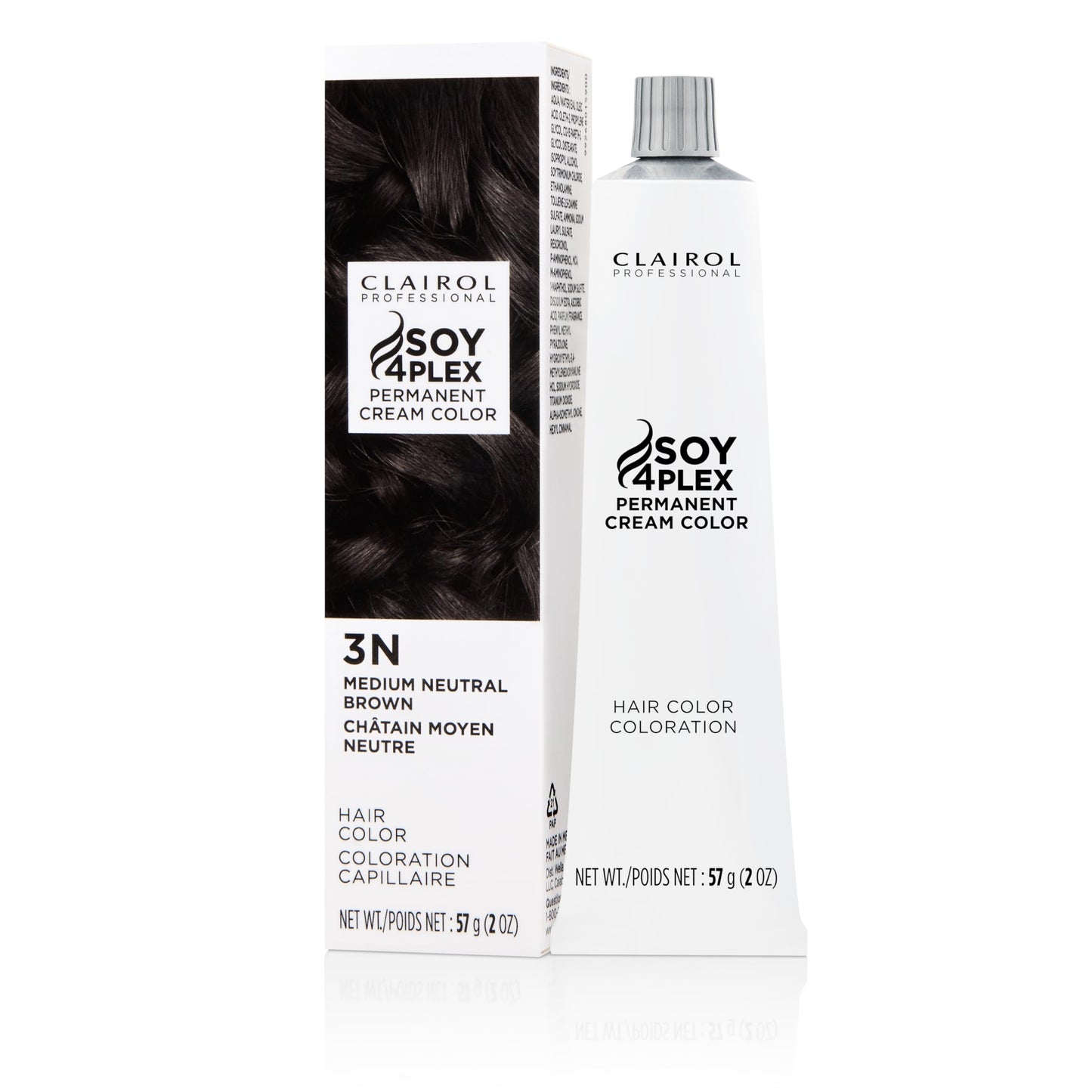 White Smoke Clairol Professional Crème Permanente, 3n Med Neutral Brown, 2 oz. - Packaging May Vary