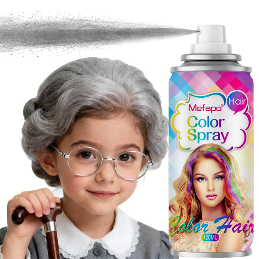 White Smoke Gray Hair Spray Temporary Hair Color Spray for Kids Women Men, Temp Grey Hair Dye, Washable One-Time Gray Hair Color Wax Dye for World Cup 2026,Christmas Party,Cosplay (Silver 120ML)