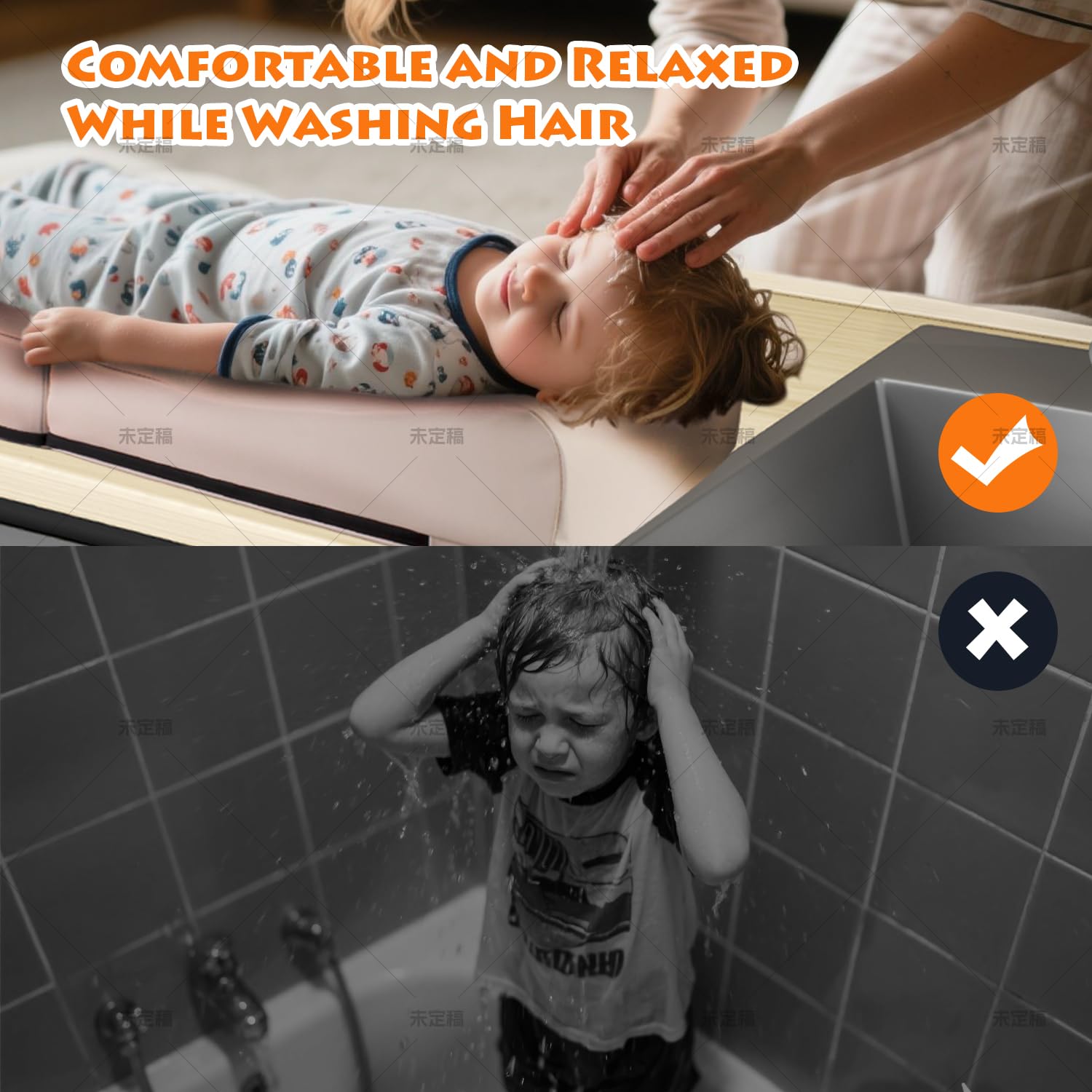 Dark Slate Gray Large Waterproof Kids Hair Washing Station for Sink - Portable Shampoo Mat & Basin for Toddler, Reading Pillow for Lap, No More Mess, Soft & Comfortable Hair Wash Helper for Baby & Children