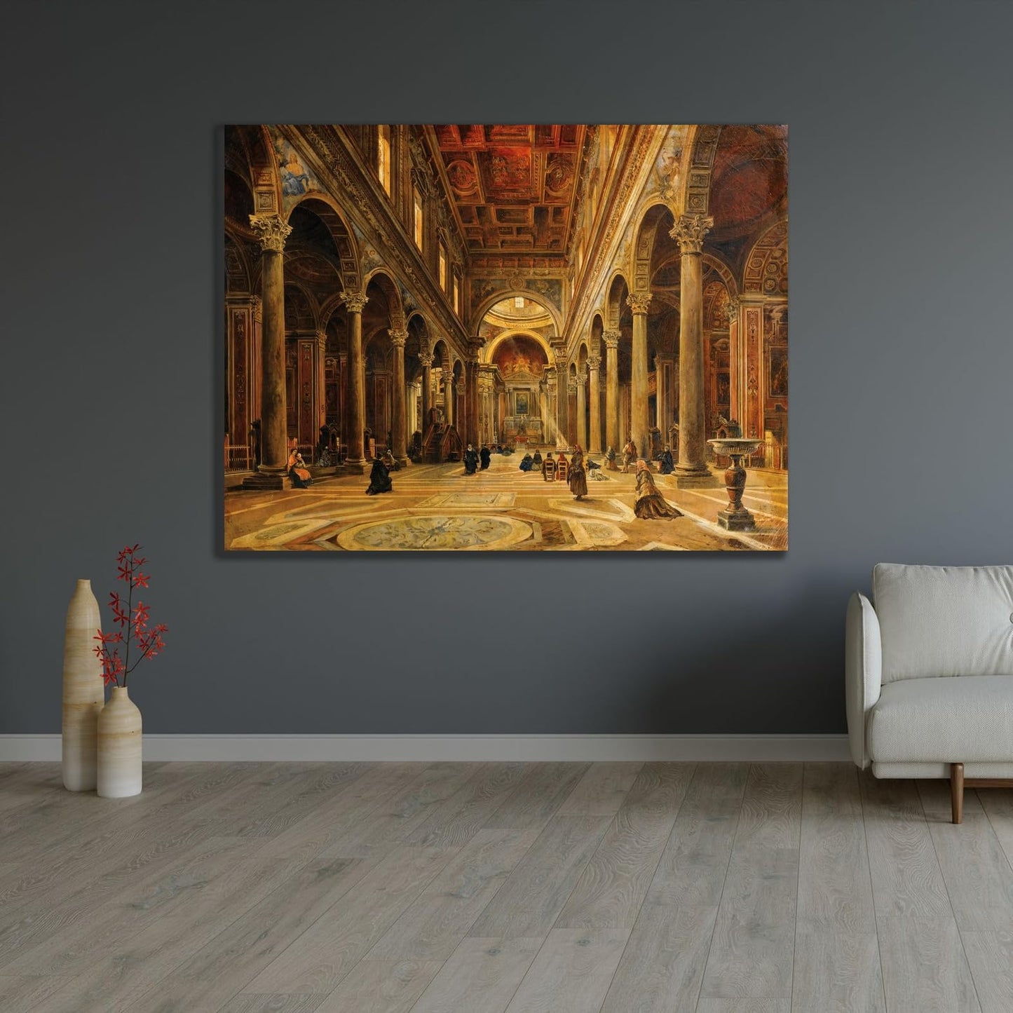 Dark Slate Gray ArtDirect Intérieur d’église Custom Framed Art Print Giclee Print or Canvas Options with Various Sizes and Customization by Giovanni Lanza