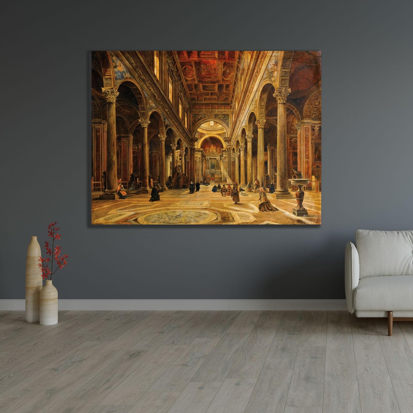 Dark Slate Gray ArtDirect Intérieur d’église Custom Framed Art Print Giclee Print or Canvas Options with Various Sizes and Customization by Giovanni Lanza