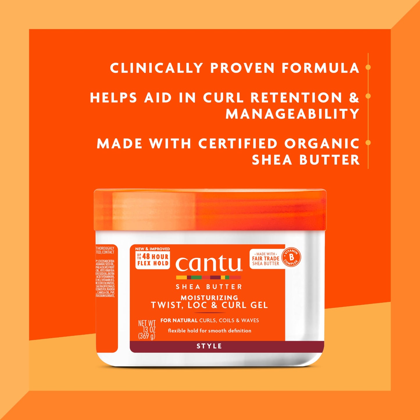 Orange Red Cantu Moisturizing Twist & Lock Gel with Shea Butter for Natural Hair, 13 oz