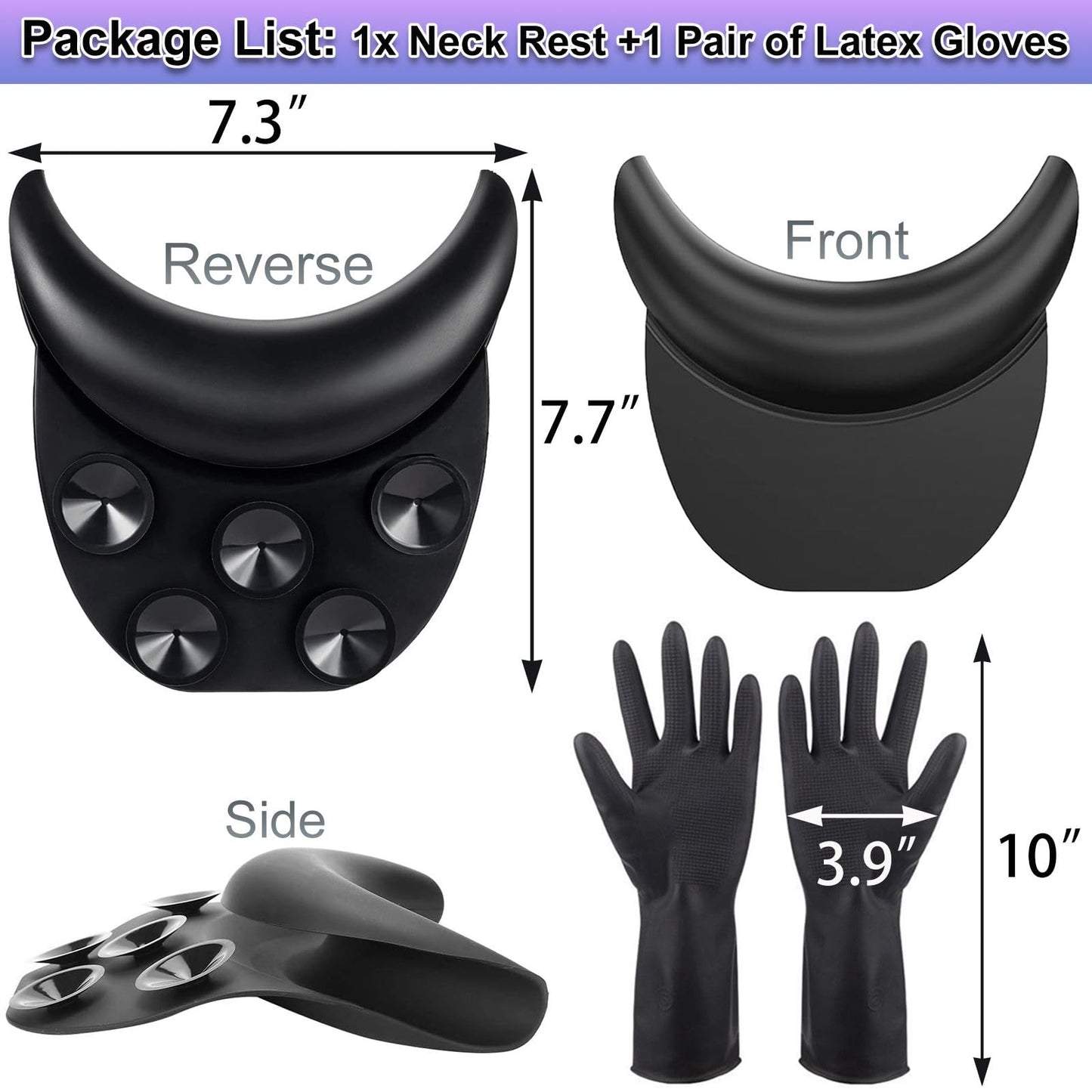 White Smoke Shampoo Bowl Neck Rest for Sink, Silicone Neck Rest Cushion with Suction Cup, Non-Slip Hair Washing Sink Neck Support for Wash Basin with Hair Dye Gloves