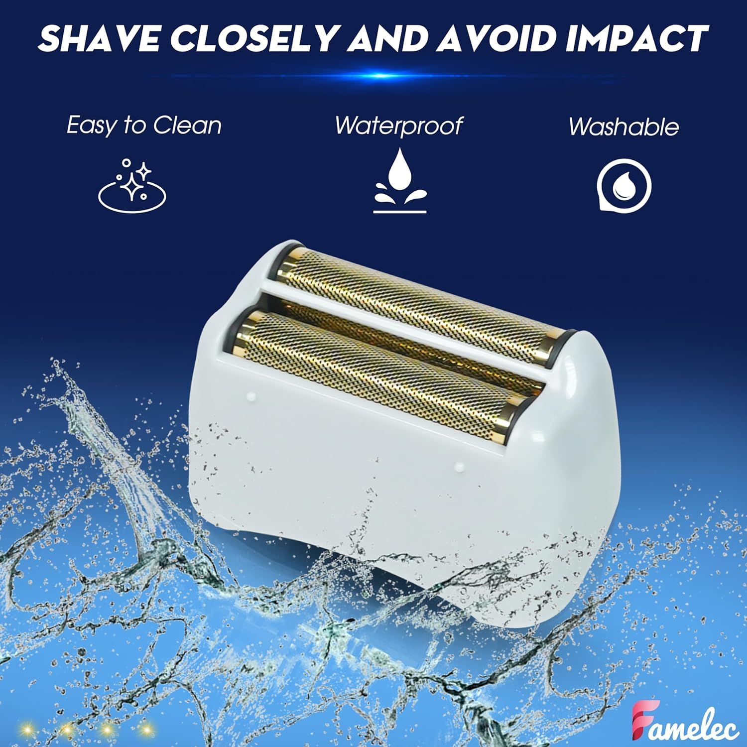 Midnight Blue FAMELEC Pro Foil and Cutters for Andis Foil Shaver Models TS1 17150 17235 17220 TS2 17200, Razor Blades & Gold Foil Shaver Blades Compatible with Andis Shaver Foil Replacement #17155 17160 17280