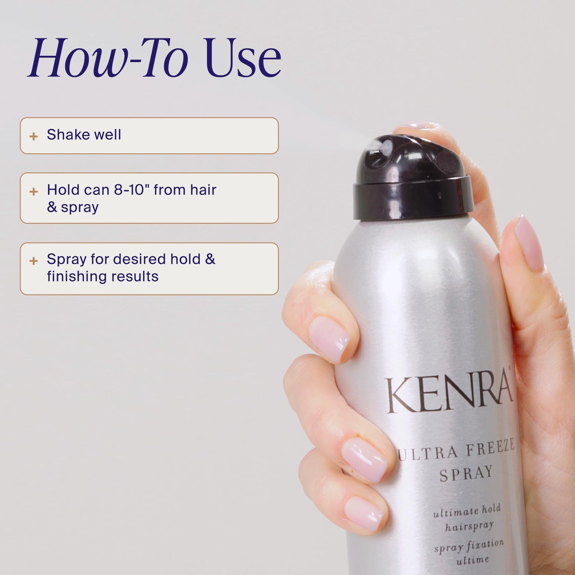 Light Gray Kenra Ultra Freeze Spray 30 | Ultimate Hold Hairspray | Long-Lasting, Ultra-Firm Hold | Fast-Drying Formula | Provides Humidity Resistance | High Shine, Flake-Free Finish | All Hair Types | 10 oz