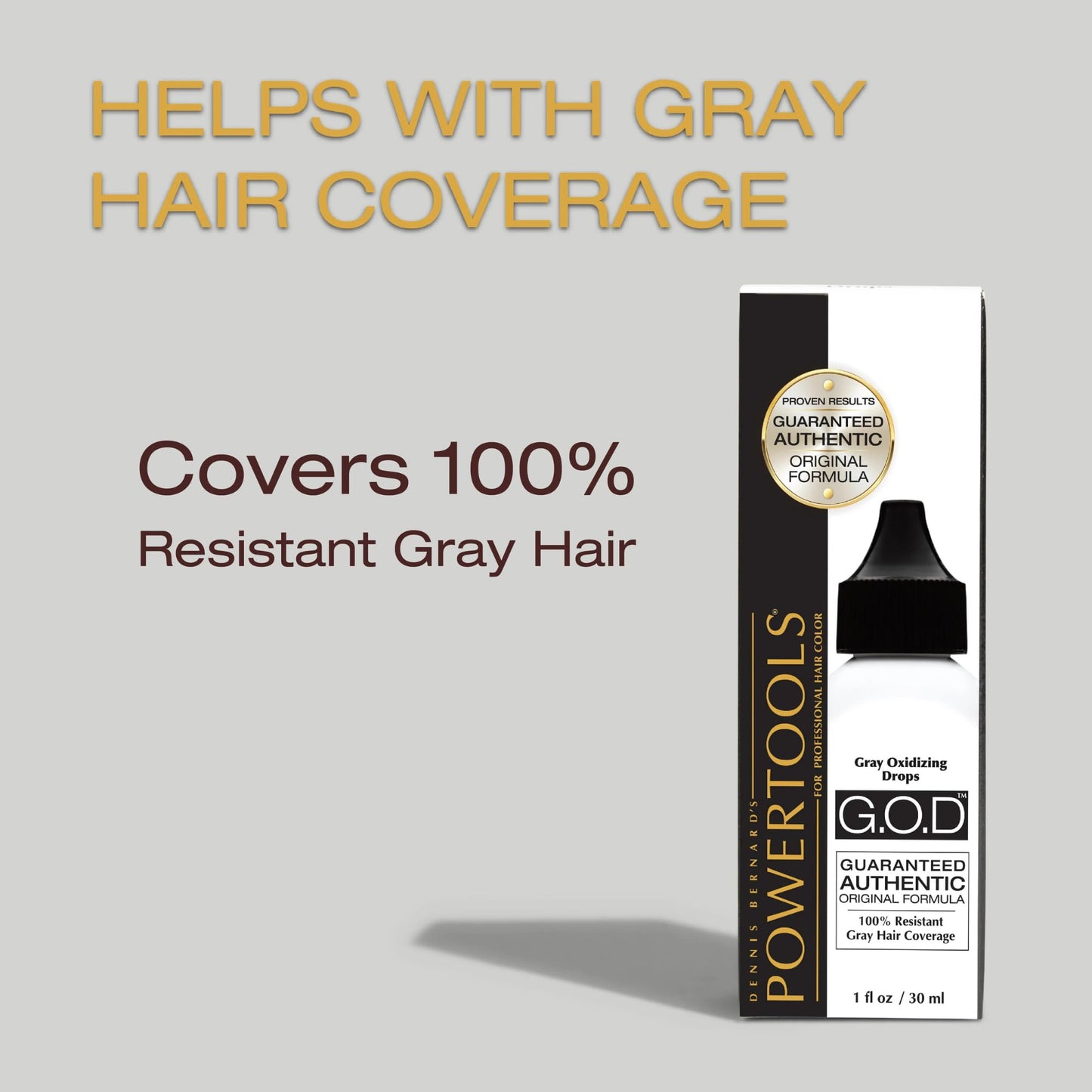 Light Gray POWERTOOLS Gray Oxidizing Drops - Covers Resistant Gray Hair, Adds Depth and Shine to Any Hair Color (1 Fl Oz, Liquid, Gray, Gray)