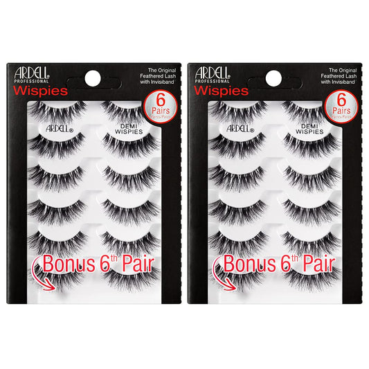 Lavender Ardell Demi Wispies False Eyelashes Multipack – Natural Lashes Wispy with Invisiband for Lightweight Comfort, 6 Pairs, 2 Pack