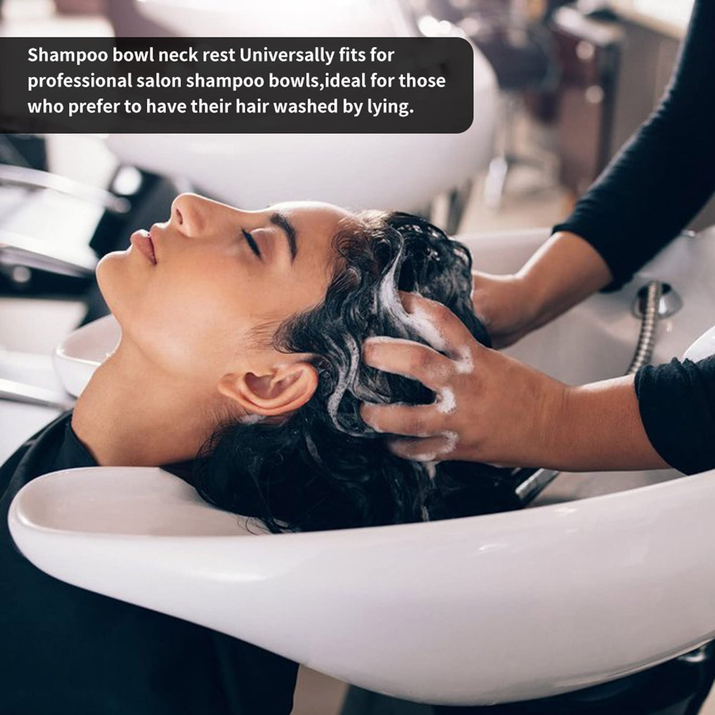 Black Ejoyous Shampoo Bowl Neck Pillow, Salon Spa Hair Beauty Washing Sink Shampoo Bowl Neck Rest Cushion Gel, Neck Rest for Shampoo Bowl, Sink Basin Accessory