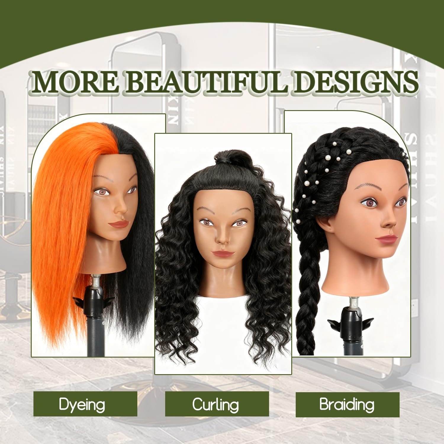 White Smoke Ineffable 16"Mannequin Head with Hair Mannequin Head for Braiding Hairstylists Manikin Head Cosmetology Doll Head for Hair Styling (16inch)