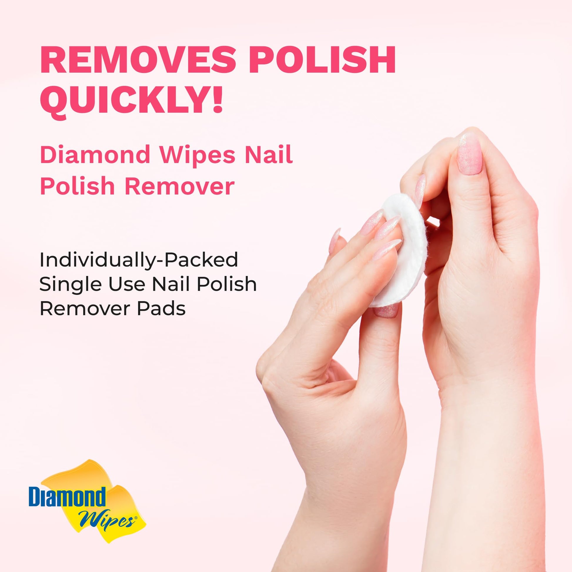 White Smoke Diamond Wipes Nail Polish Remover Wipes with Aloe Vera, Acetone Nail Polish Remover Pads, 50 Individually Wrapped Nail Polish Wipes