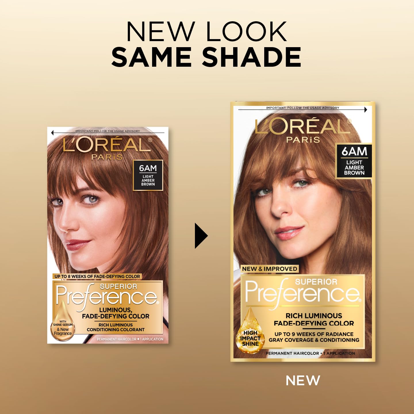 Wheat L'Oreal Paris Superior Preference Luminous Fade-Defying Permanent Hair Color, Hair Dye For Up to 9 Weeks of Radiance, Light Amber Brown 6AM, 1 Hair Dye Kit