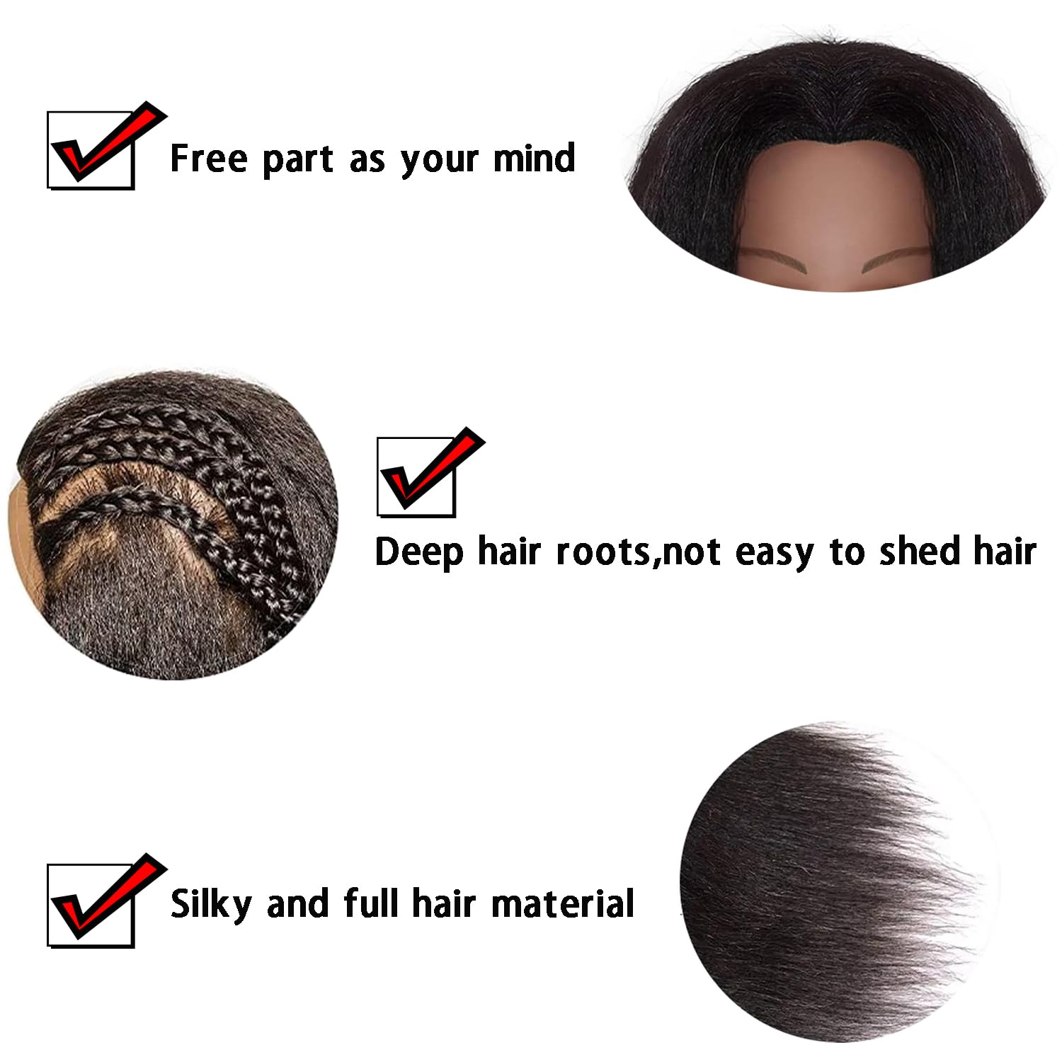 White Smoke JMHAIR Mannequins Head 16" 100% Real Hair For Manual Braiding Styling Practice Hairdresser School Manikin Head Curling Dyeing Hairdresser Cosmetology Doll Head Training Head- Female Black