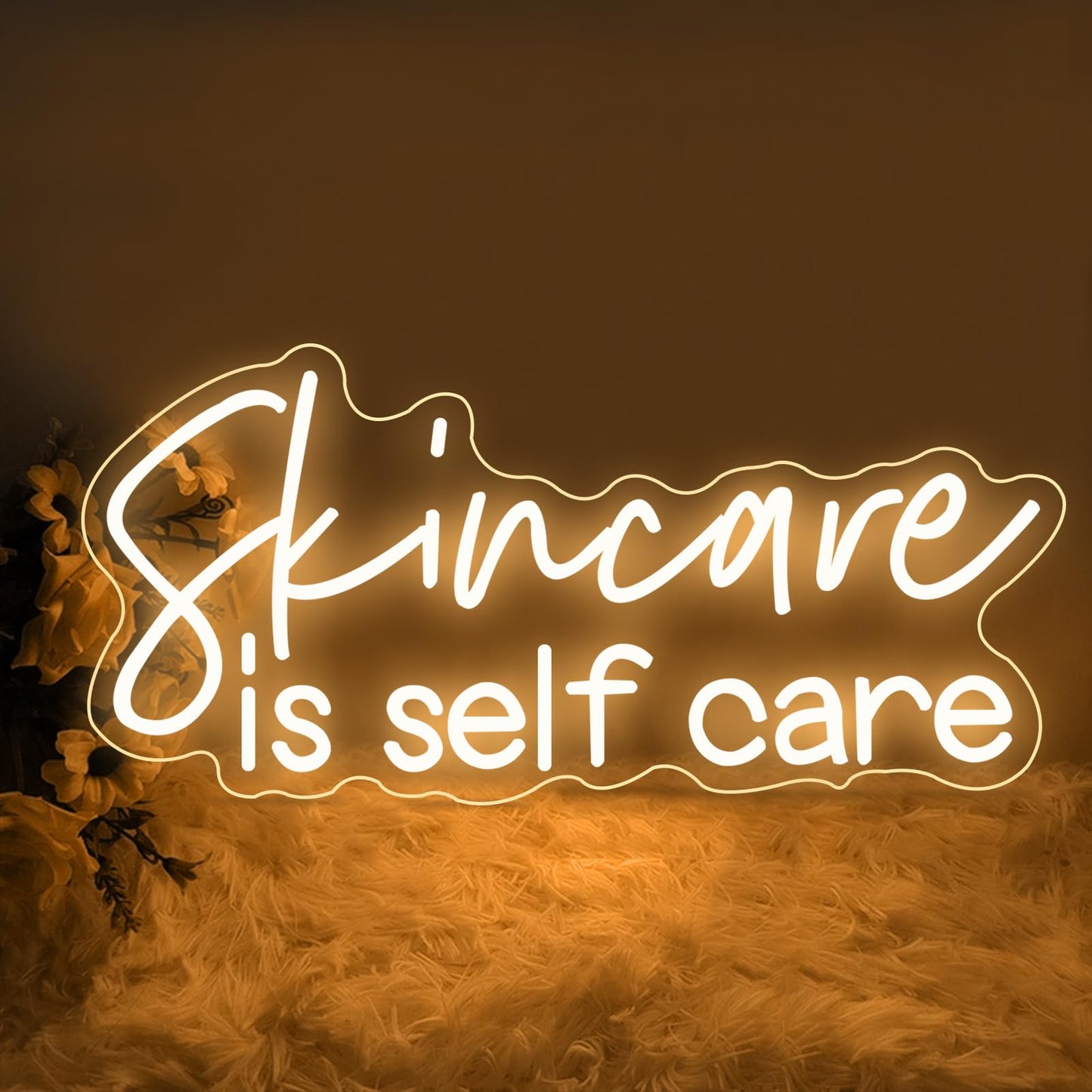 Saddle Brown Skin Care Is Self Care Neon Sign Warm White LED Neon Light for Beauty Salon Wall Decor Neon Signs for Facial Spa Business Skin Care Salon Beauty Parlor Manicure Salon Eyelash Room Decorations