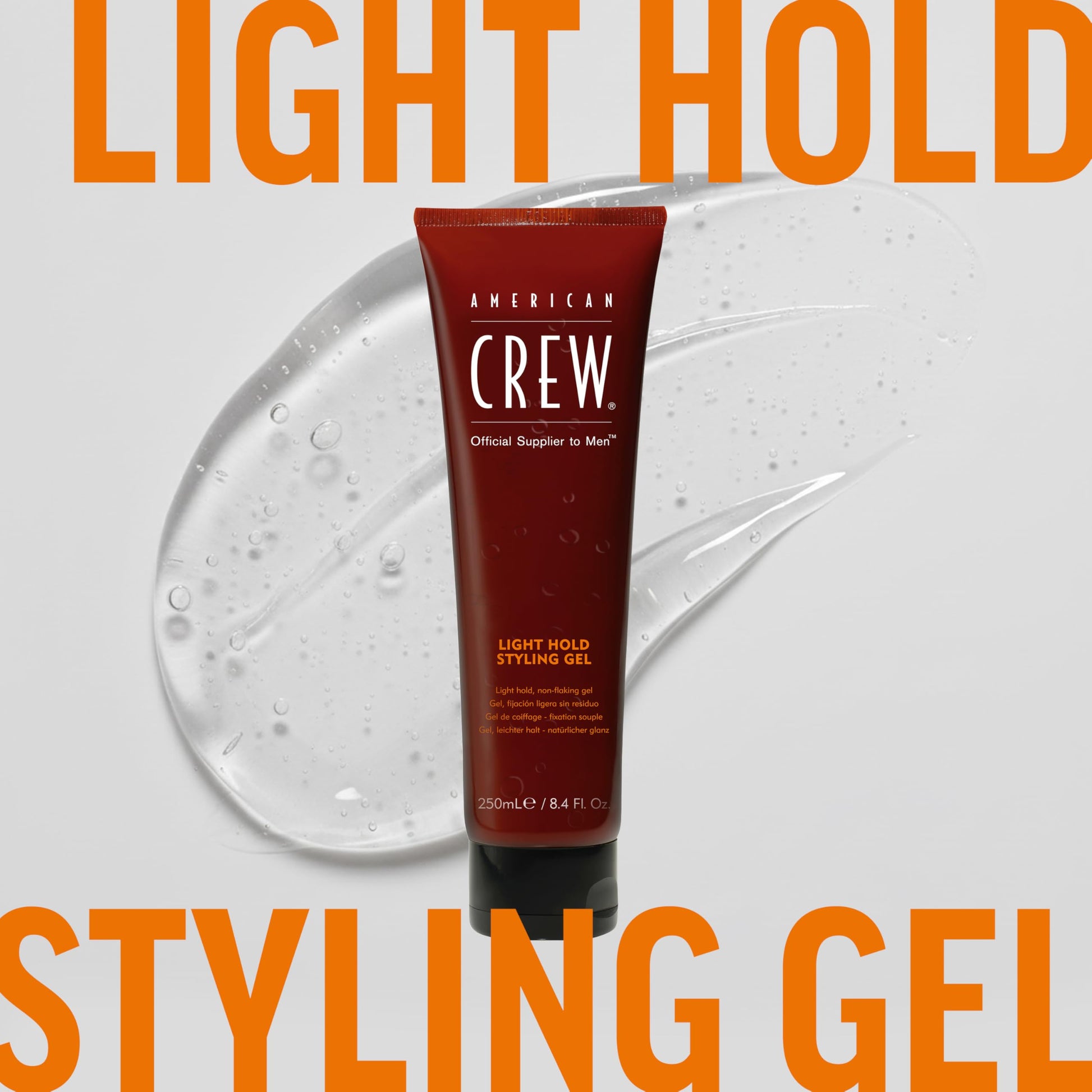 Light Gray American Crew Men's Hair Gel, Light Hold Styling Product, 13.1 fl oz