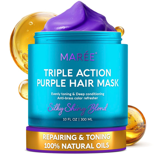 White Smoke MAREE Deep Conditioning Purple Hair Mask for Blonde Hair – Purple Toner for Brassy, Bleached, Silver, or Color Treated Hair – Hair Repair Mask Keratin Hair Treatment – Matizador Para Cabello Rubio