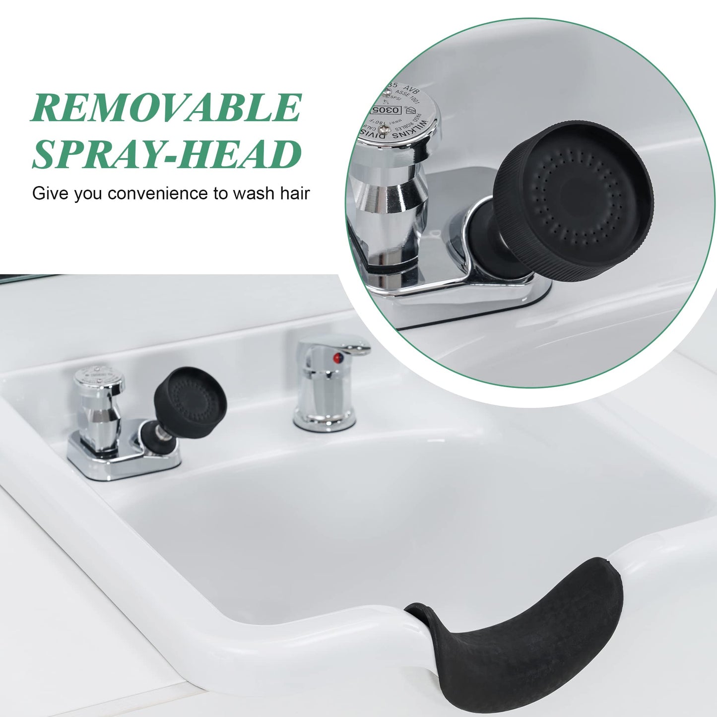 White Smoke BarberPub Backwash Shampoo Bowl Sink Chair Station with Mirror Salon Styling Cabinet Spa Equipment 3130 (White)