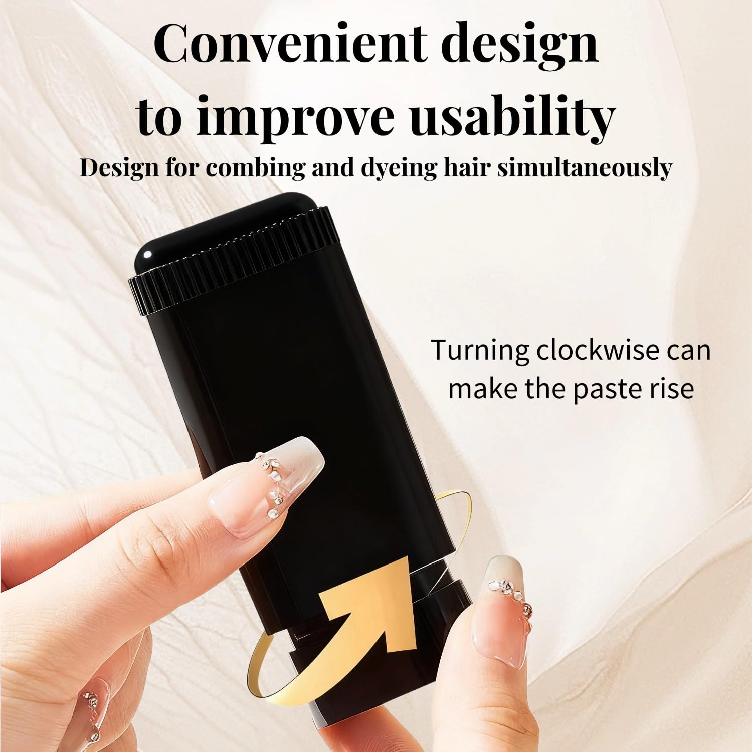 Seashell Safe and Convenient Comb Hair Dye Stick, White Hair Cover Stick, 2-in-1 Convenient Instant Dyeing, Waterproof and Sweat Proof, Quick Root Dressing (Black) c