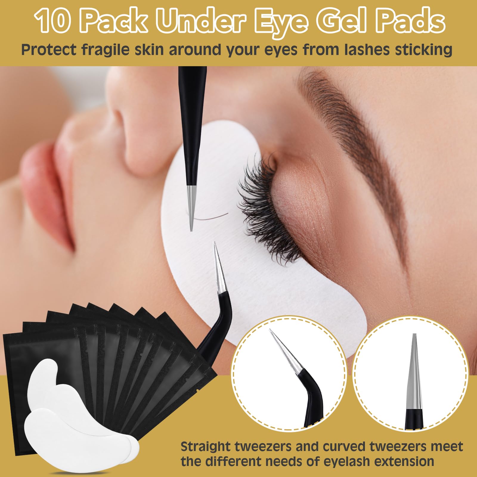 White Smoke Eyelash Extension Kit for Beginners, Professional Lash Extension Kit with Mannequin Head, Lash Starter Kit with Lash Fan, Lash Extension Supplies for Practice Training Kit(Black)