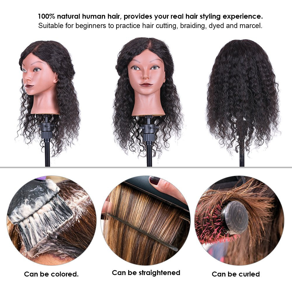 White Smoke Cosmetology Mannequin Head Hairdressing Training Head for Hair Styling Practice Hair Braiding Dummy Head (03#)