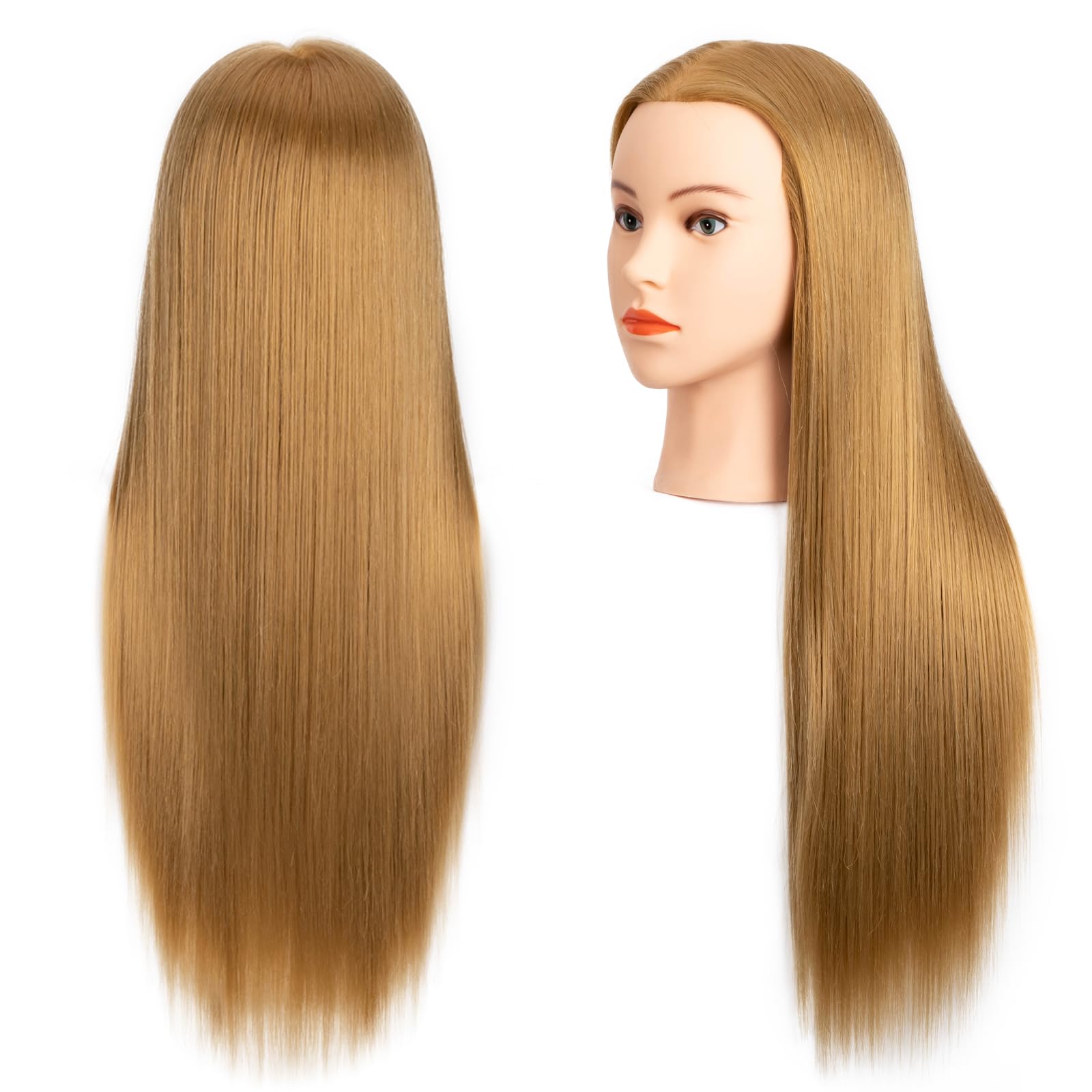White Smoke Mannequin Head 80% Human Hair Cosmetology Mannequin Head Practice Hairstyles Training Head for Hairdresser(#27 Light Brown)