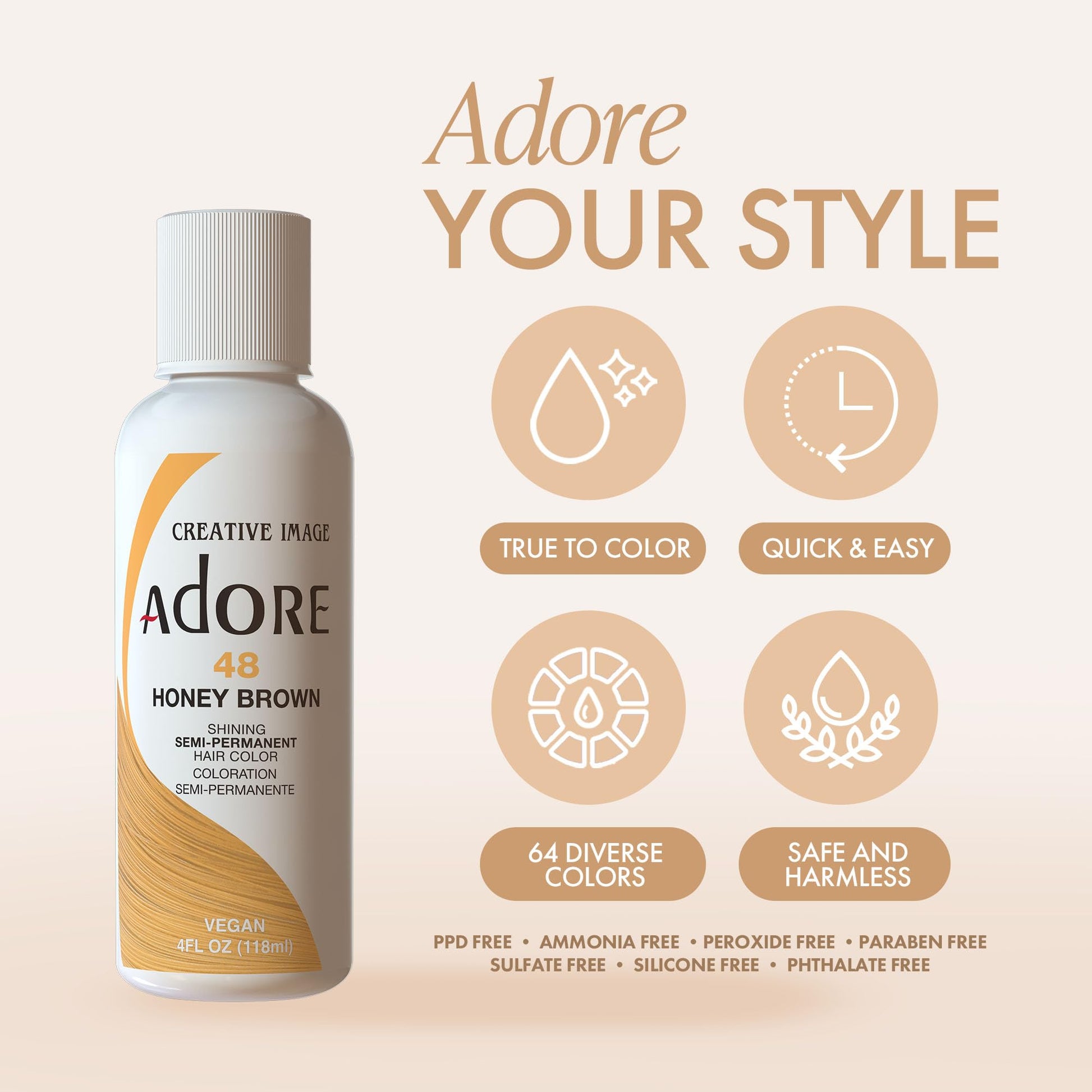 Seashell Adore Semi Permanent Hair Color - Vegan and Cruelty-Free Brown Hair Dye - 4 Fl Oz - 056 Cajun Spice (Pack of 1)