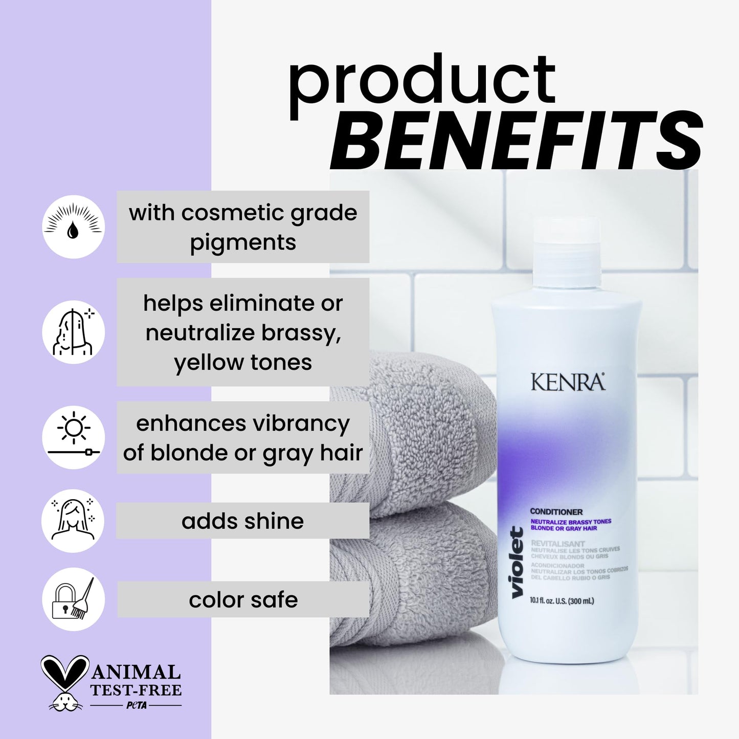White Smoke Kenra Professional Violet Conditioner | Eliminates Brassy Tones | Purple Pigment + Deposit | Neutralizes Yellow | Moisturizes Processed Hair | Enhances Vibrancy of Blonde or Gray Hair | Color Safe