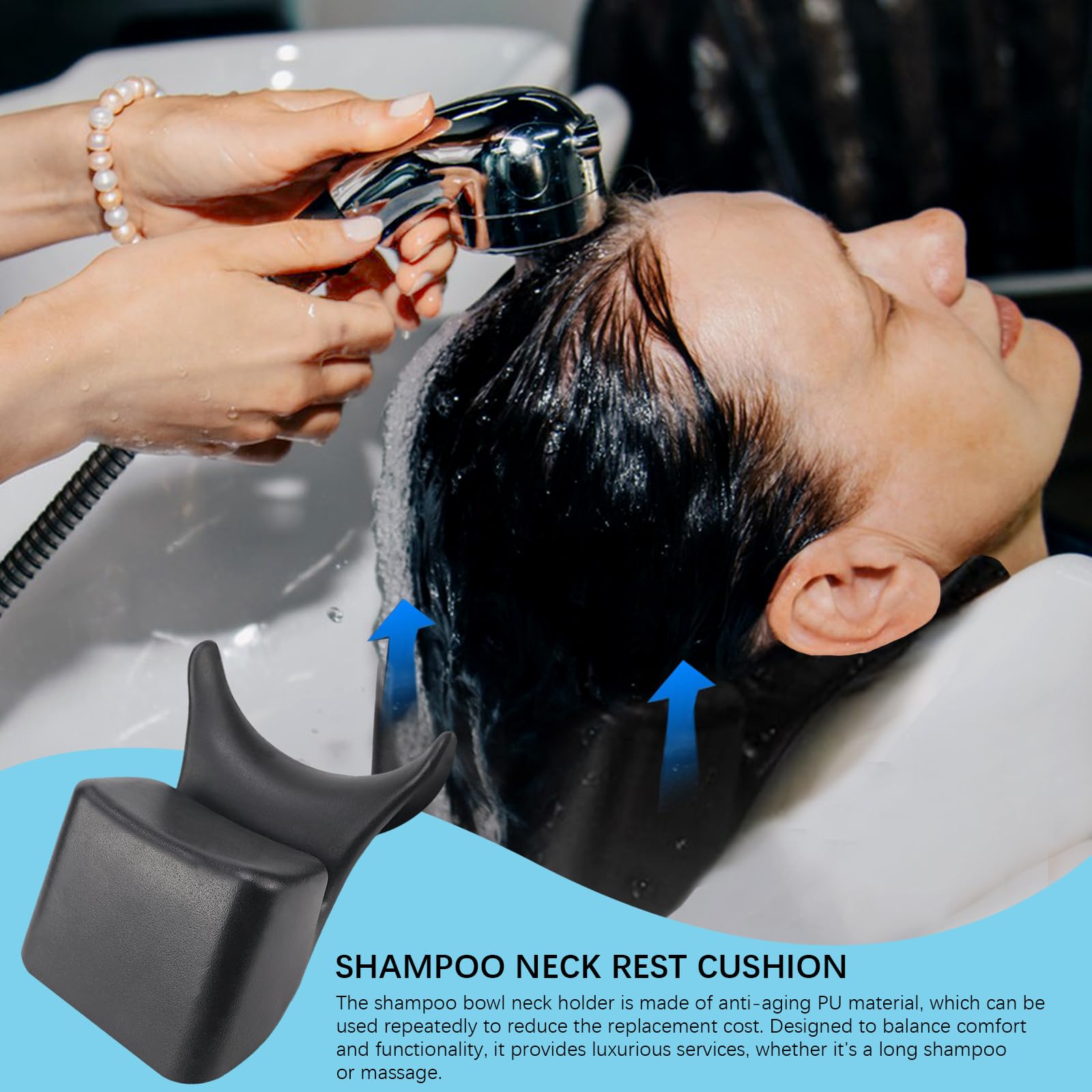 Black Shampoo Neck Rest Cushion, Salon Bowl Neck Rest for Shampoo Bowl Sink Non-Slip Silicone Shampoo Bowl Neck Rest Pillow Salon Hairdressing Spa Washing Sink Basin
