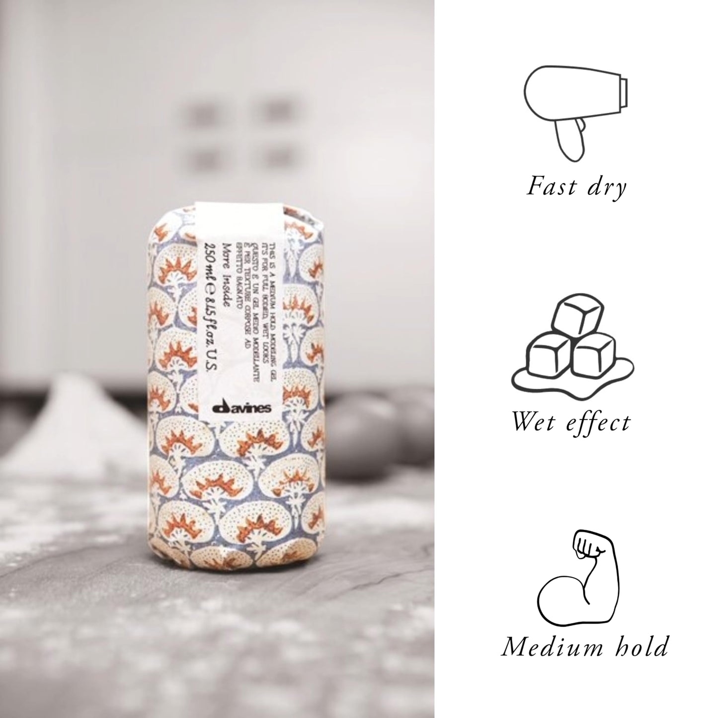 White Smoke Davines This Is A Medium Hold Modeling Gel, Medium Hold Structure & Body - Adds Body & Elasticity to Defined Looks - No Flaking or Residue, 8.45 Fl Oz