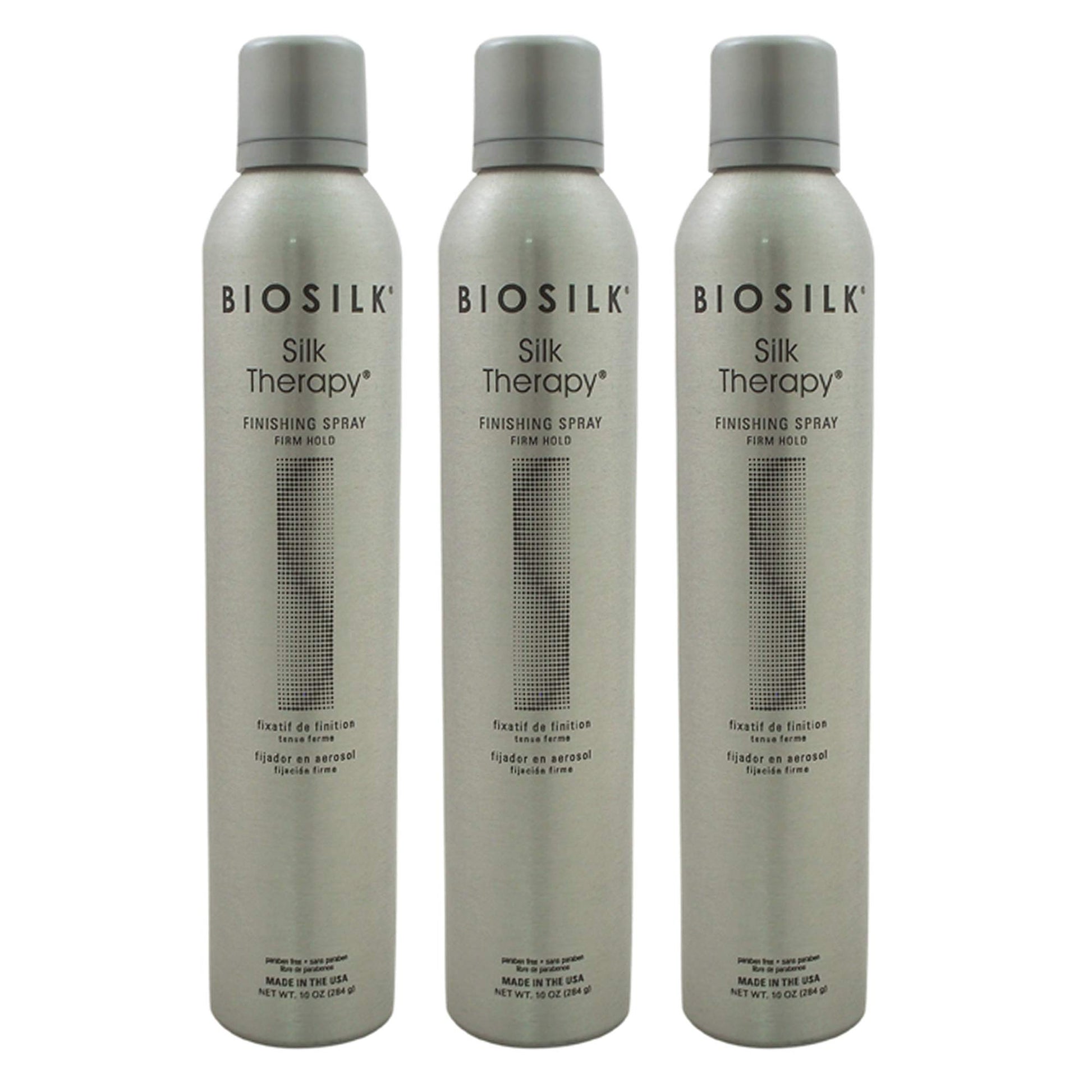 Dark Sea Green Silk Therapy Finishing Spray - Firm Hold by Biosilk for Unisex - 10 oz Hair Spray - (Pack of 3)