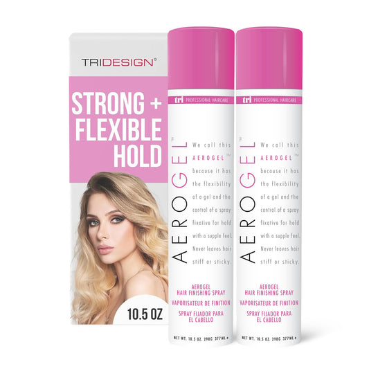 White Smoke TRIDESIGN Aerogel Hairspray - Strong Hold Hair Finishing Spray for Volumizing & Control, Flexible Styling for All Hair Types, Non-Sticky and Scented - For Women and Men - Pack of 2 (10.5 Oz)