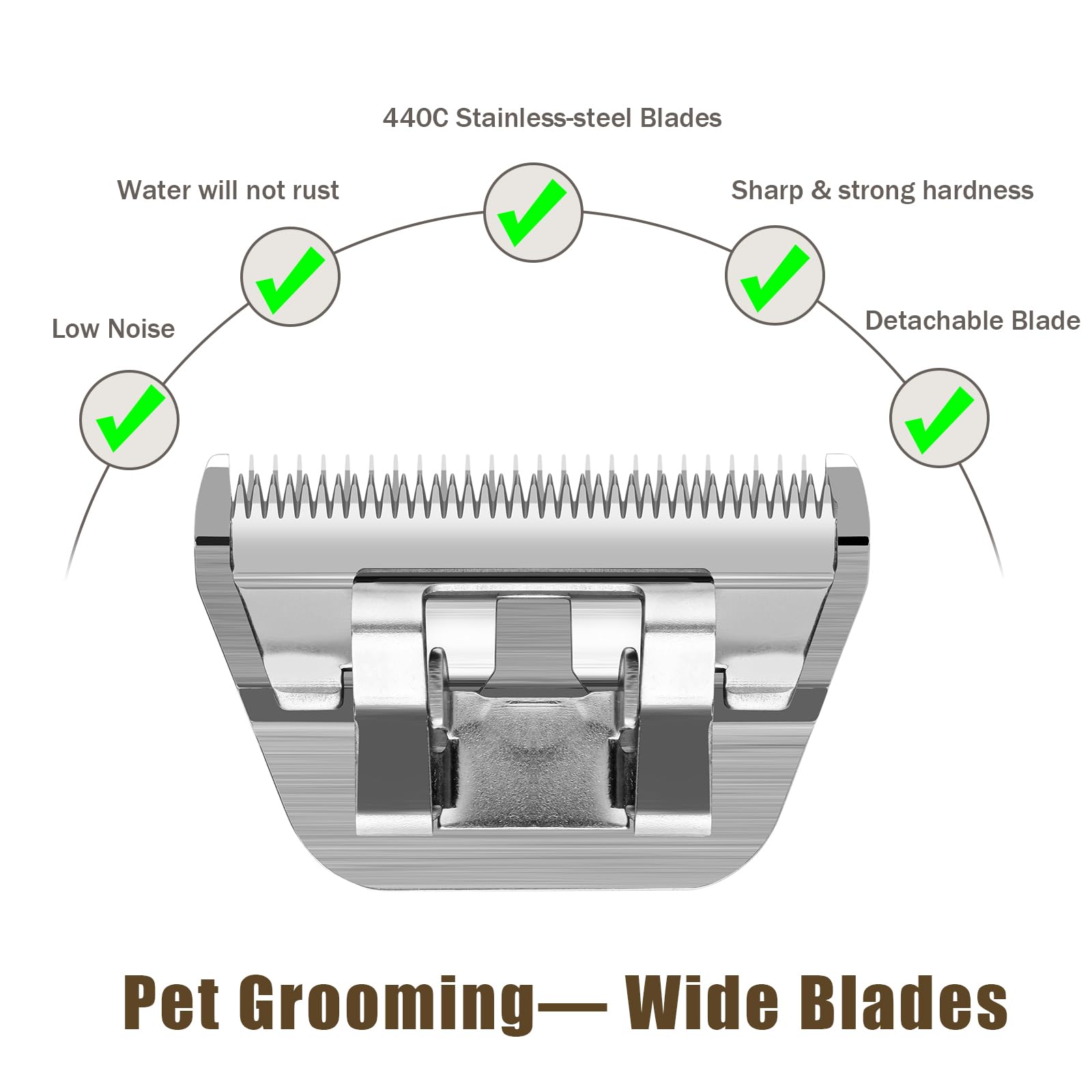 White Smoke Filymosie 3 Pack 10W Wide Blades for Dog Grooming,Compatible with Andis,Oster A5,Wahl km10 Clippers,Cutting Length 1/16"