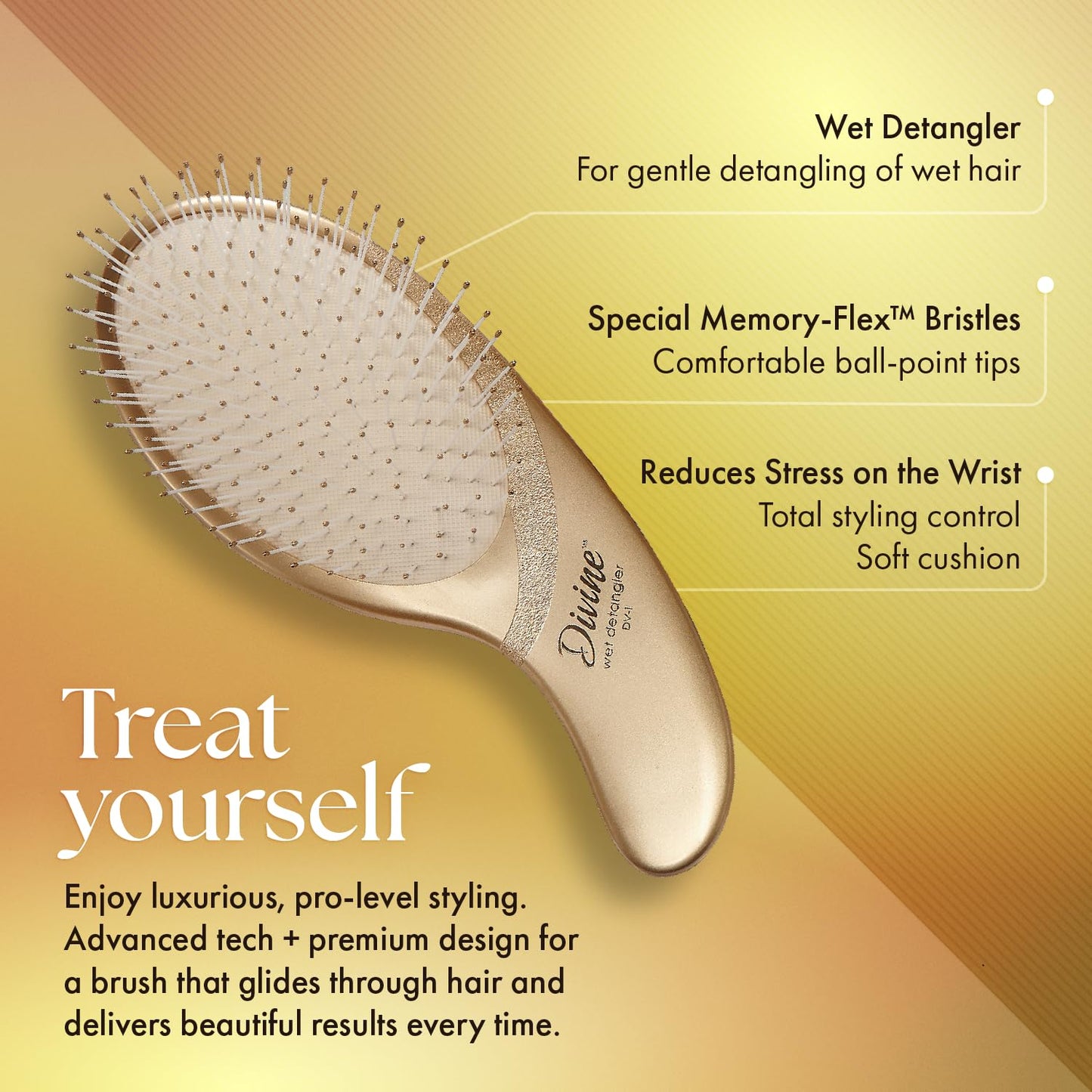 Tan Olivia Garden Divine Paddle Brush for Women and Men - Professional Hair Brush for Thick and Fine Hair - Ideal for Straight, Wavy, and Curly Hair - Ergonomic Design