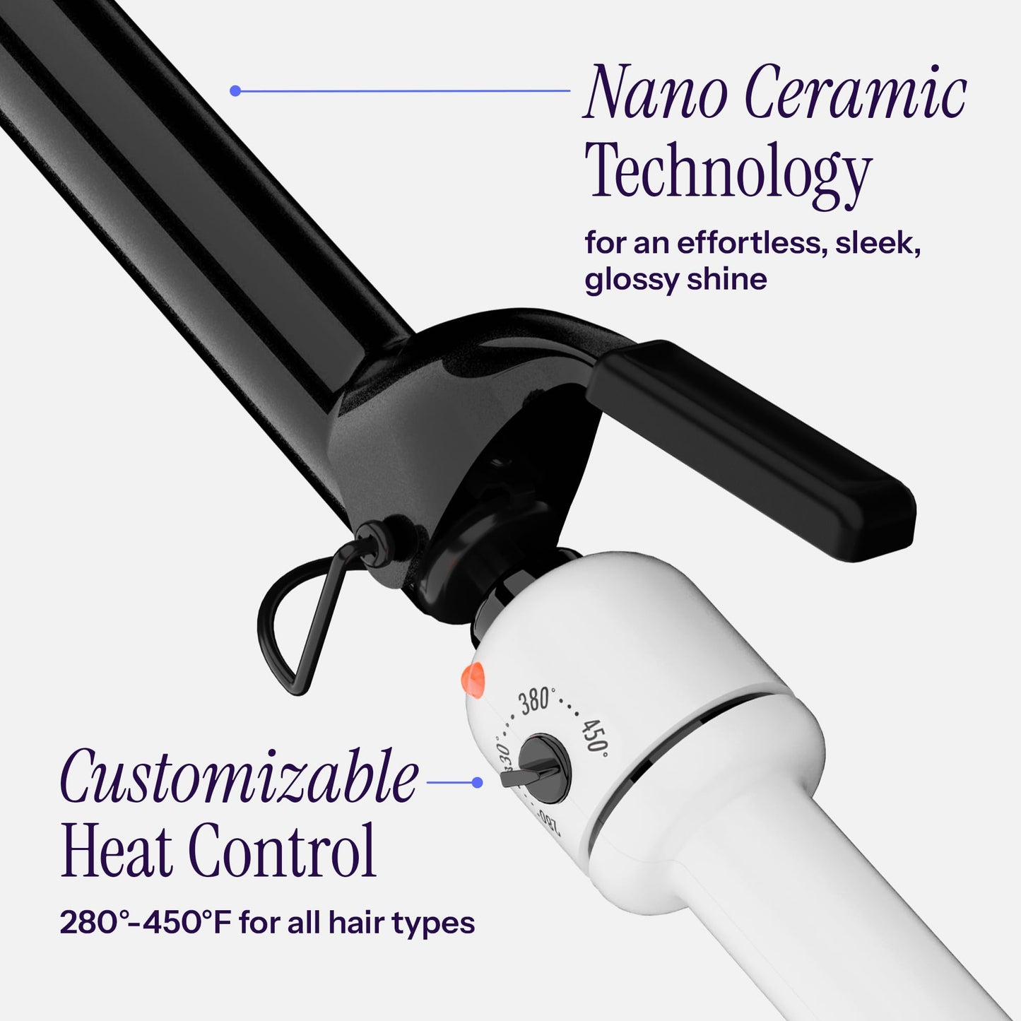 White Smoke HOT TOOLS Pro Artist Nano Ceramic Curling Iron/Wand | For Smooth, Shiny Hair (1-1/4” in)
