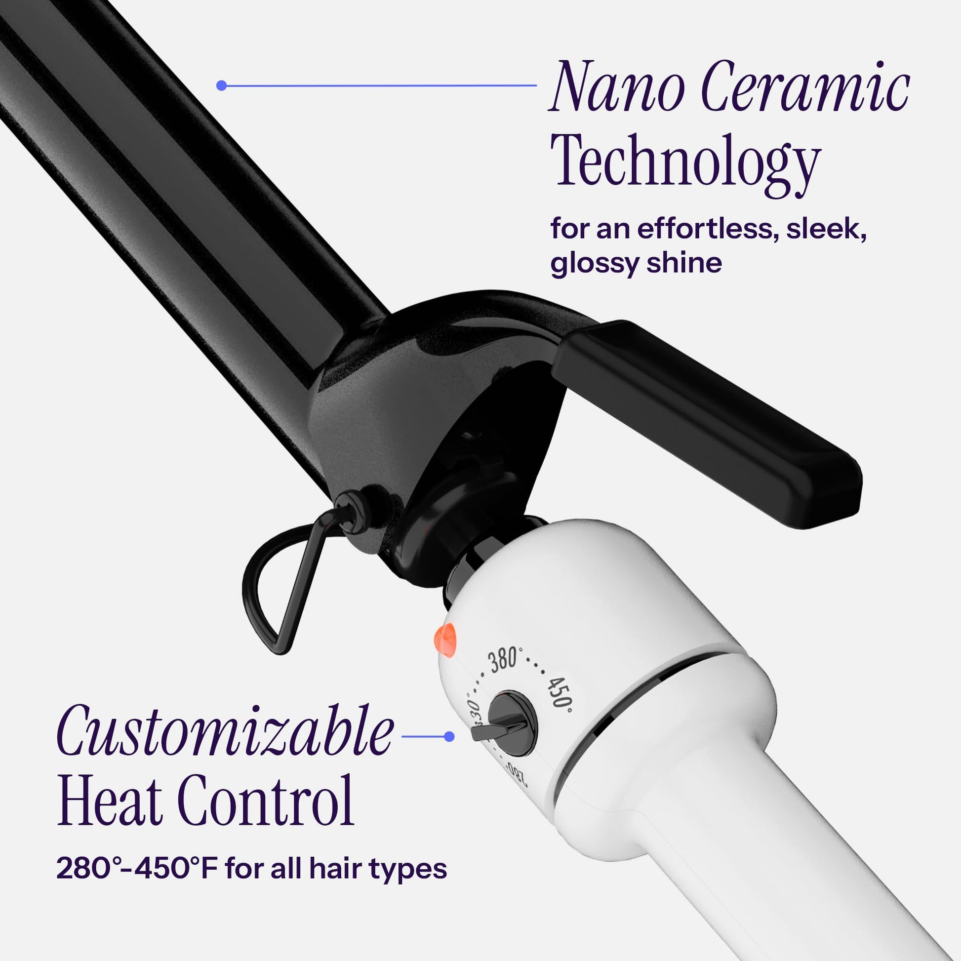 White Smoke HOT TOOLS Pro Artist Nano Ceramic Curling Iron/Wand | For Smooth, Shiny Hair (1-1/4” in)