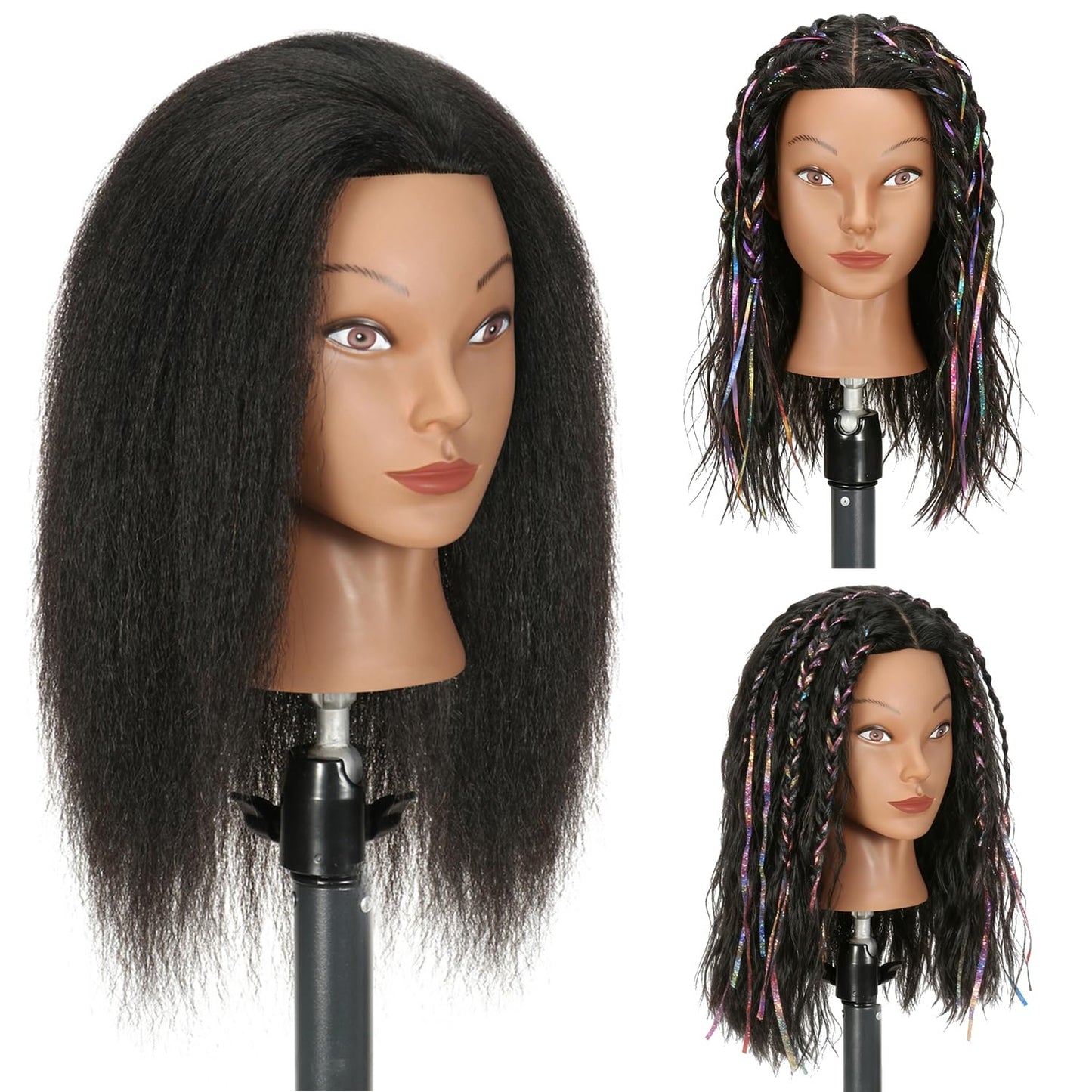 White Smoke Ineffable 16"Mannequin Head with Hair Mannequin Head for Braiding Hairstylists Manikin Head Cosmetology Doll Head for Hair Styling (16inch)