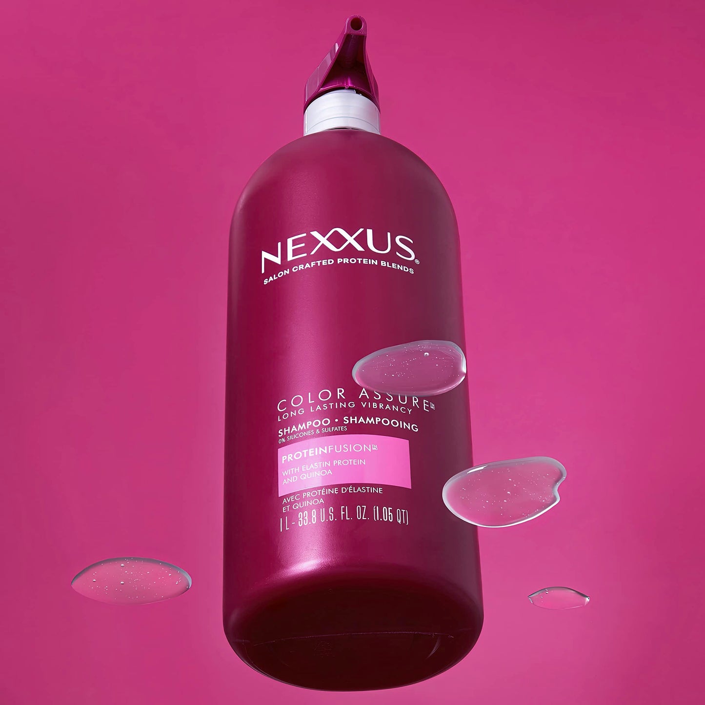 Maroon Nexxus Color Assure Shampoo for Vibrancy for Color Treated Hair Powered by Chromabond Sealer with Citric Acid 33.8