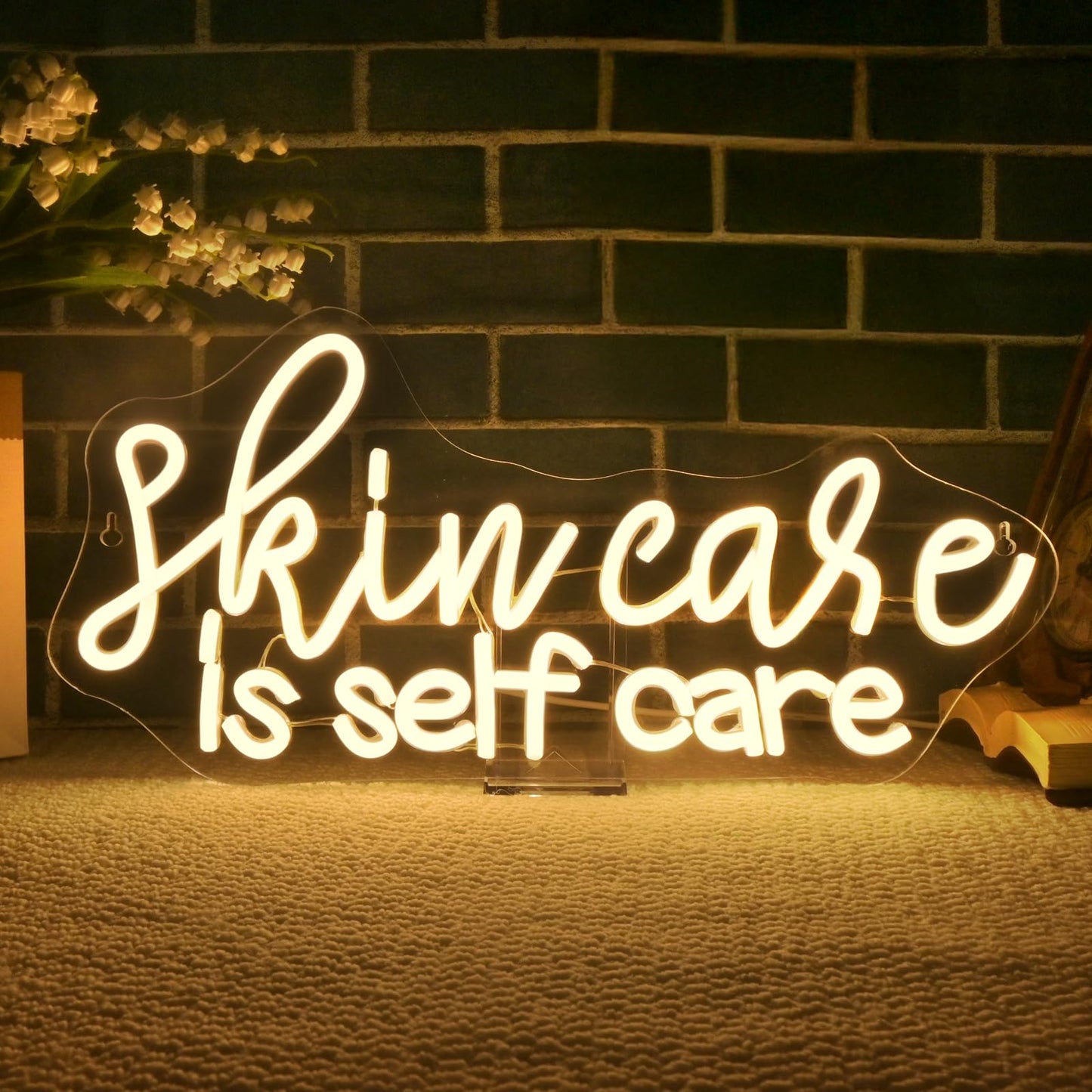 Black WLHOPE Skin Care is Self Care Neon Signs for Wall Decor LED Lights Decorations for Beauty Salon Facial Spa Bathroom, Get Your Business Seen Day or Night